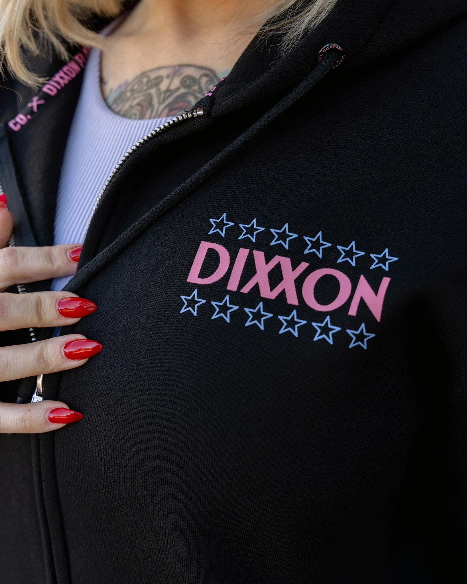 Women's Pink Plaid Palace Zip Up Hoodie - Black - Image 5