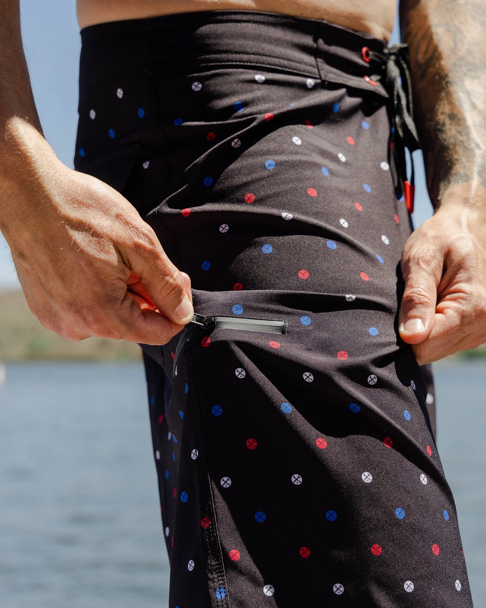 Polkacide Boardshorts - Red, White, & Blue - Image 3