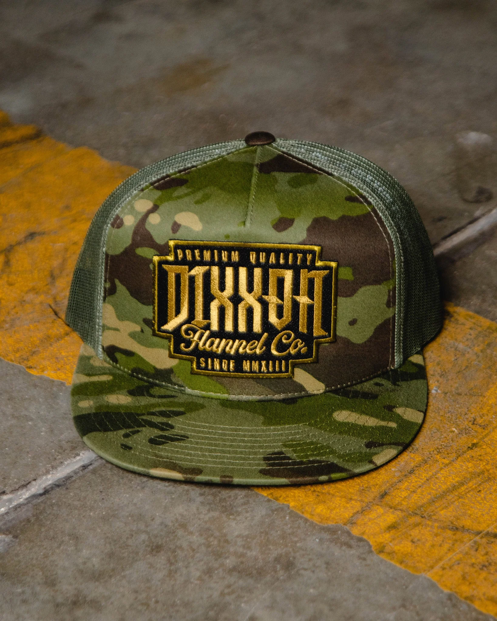 Premo Flat Bill Trucker Snapback - Black & Gold - Image 2