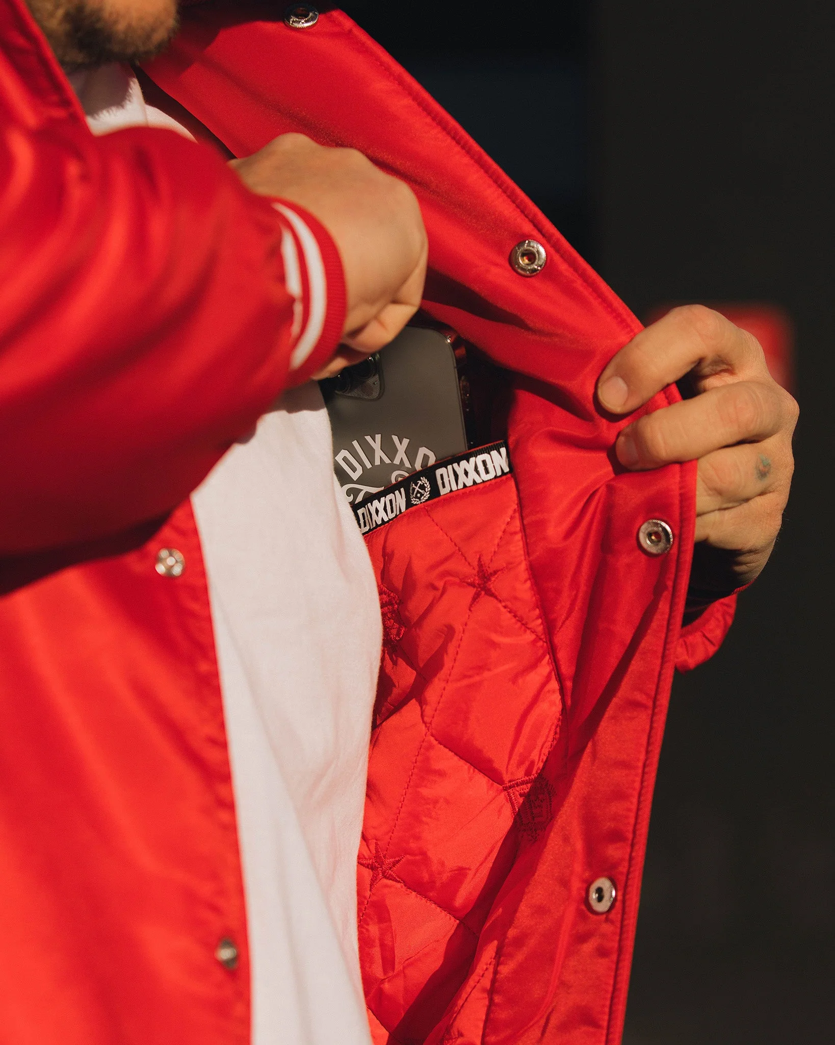 Red Pastime Nylon Varsity Jacket - Image 2
