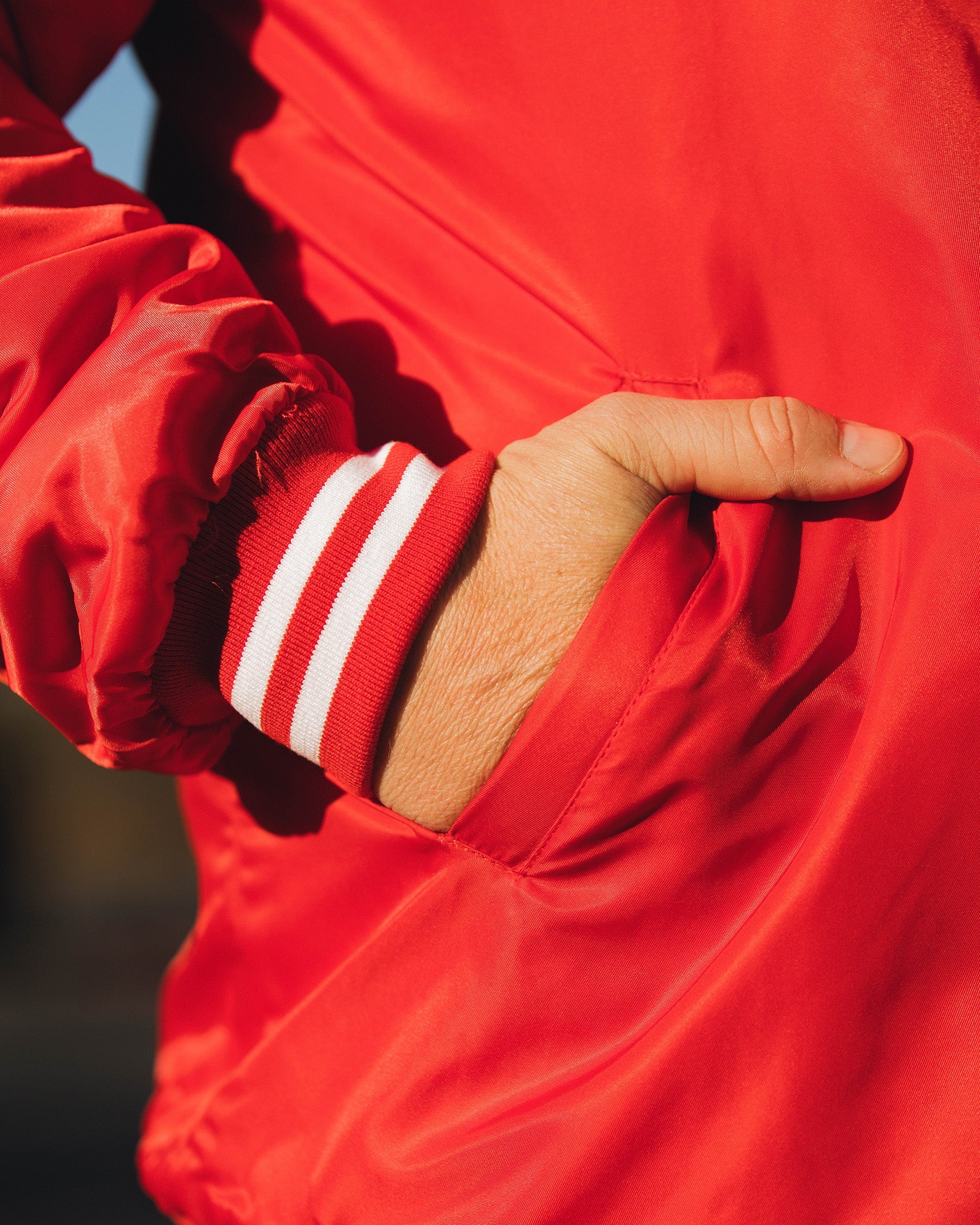Red Pastime Nylon Varsity Jacket - Image 3