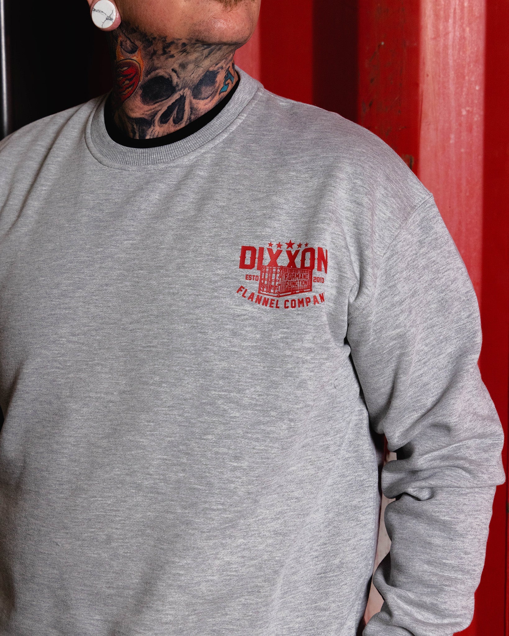 Red Shop Crewneck Sweatshirt - Heather Gray - Image 4