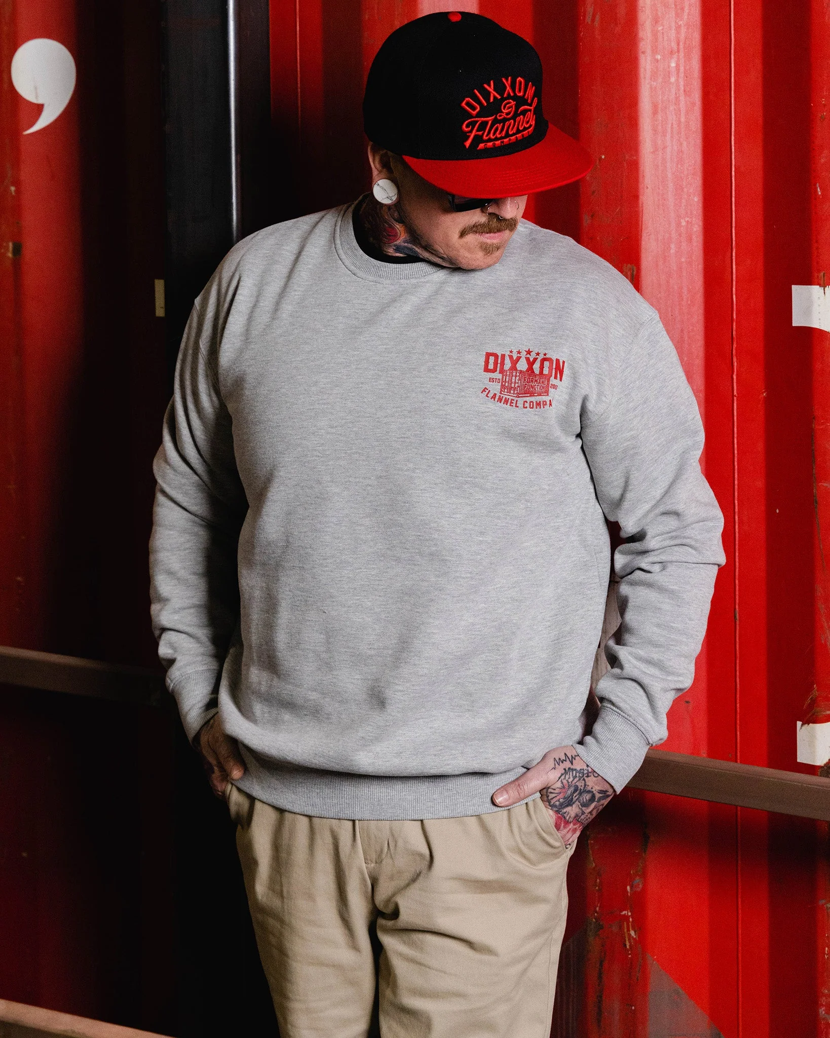 Red Shop Crewneck Sweatshirt - Heather Gray - Image 5
