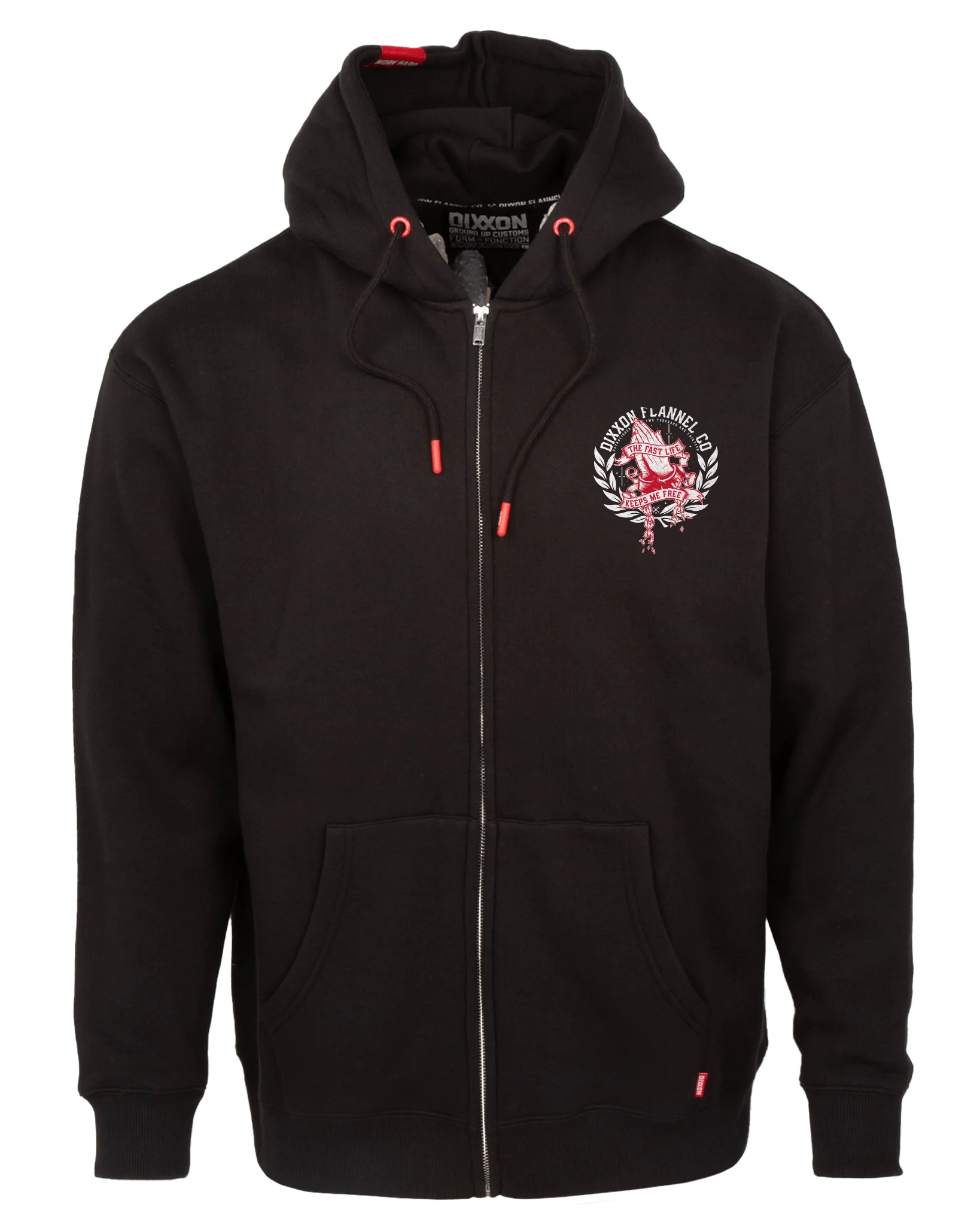 Red & White Otto Zip Up Hoodie - Black - Image 3