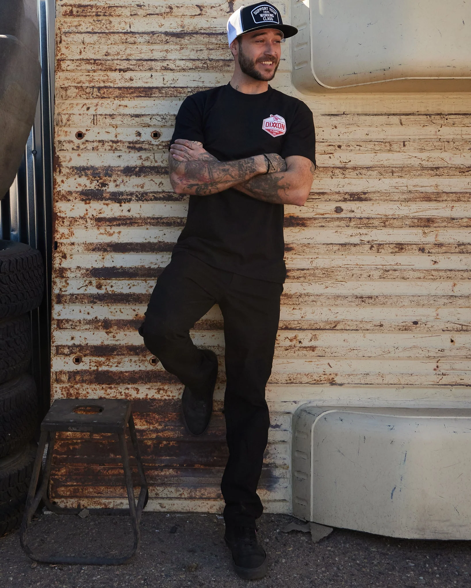 Red & White Working Class T-Shirt - Black - Image 5