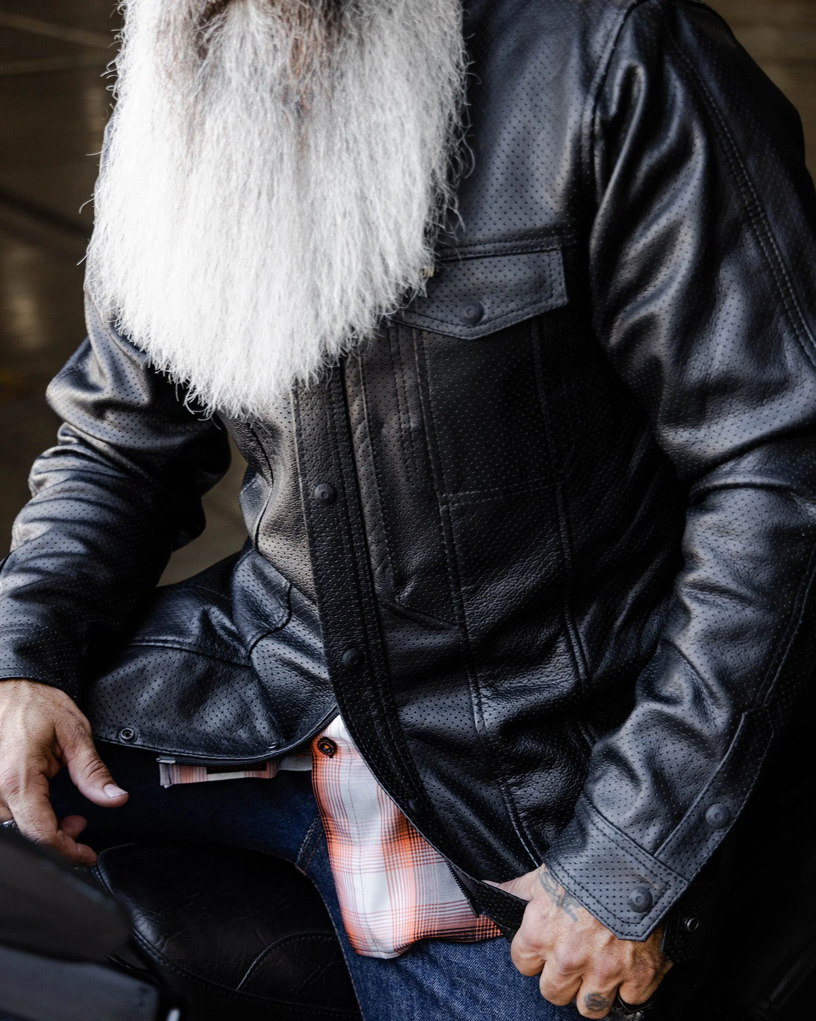 Reno Perforated Leather Shirt - Image 9