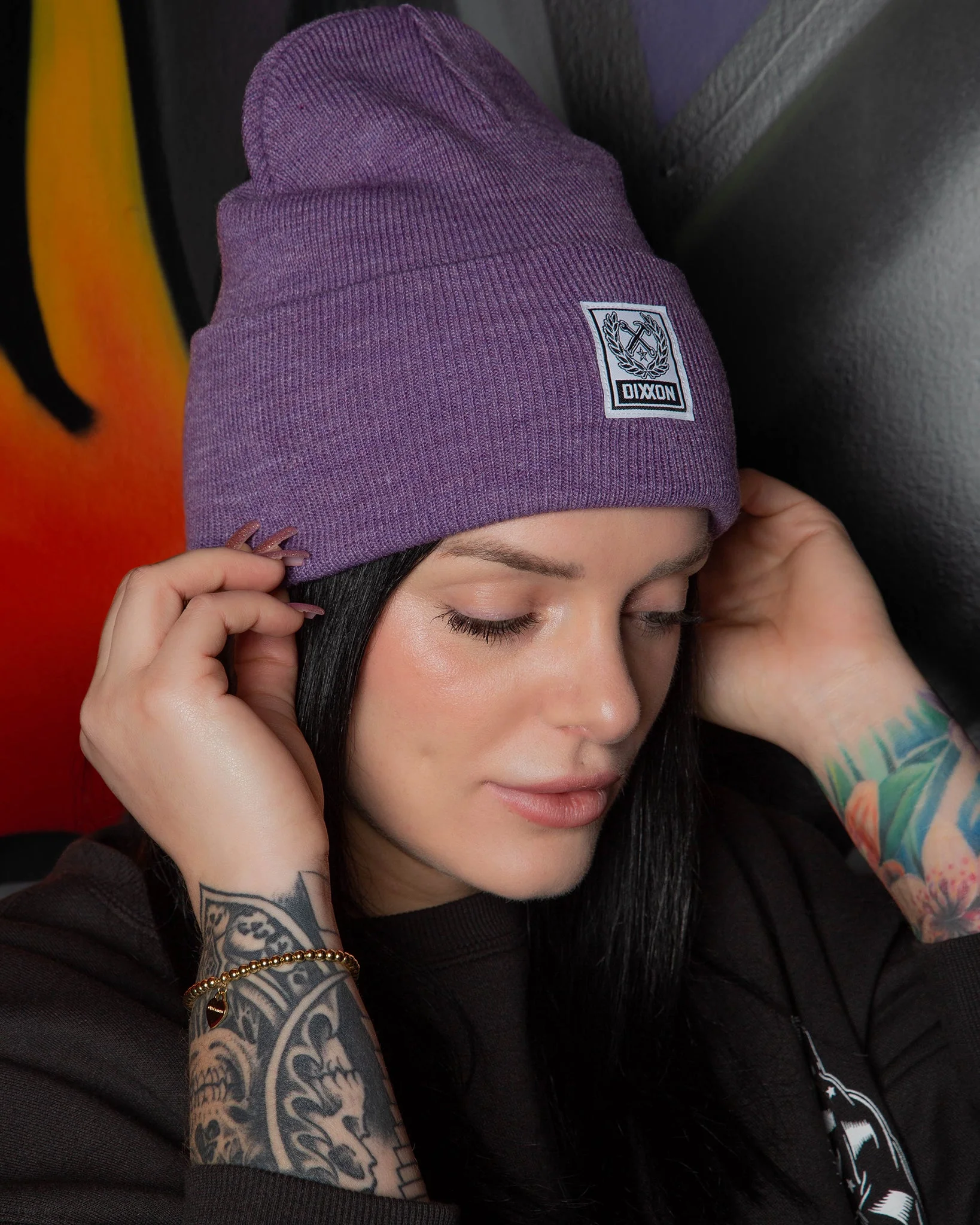 Ribbed Beanie - Purple - Image 3