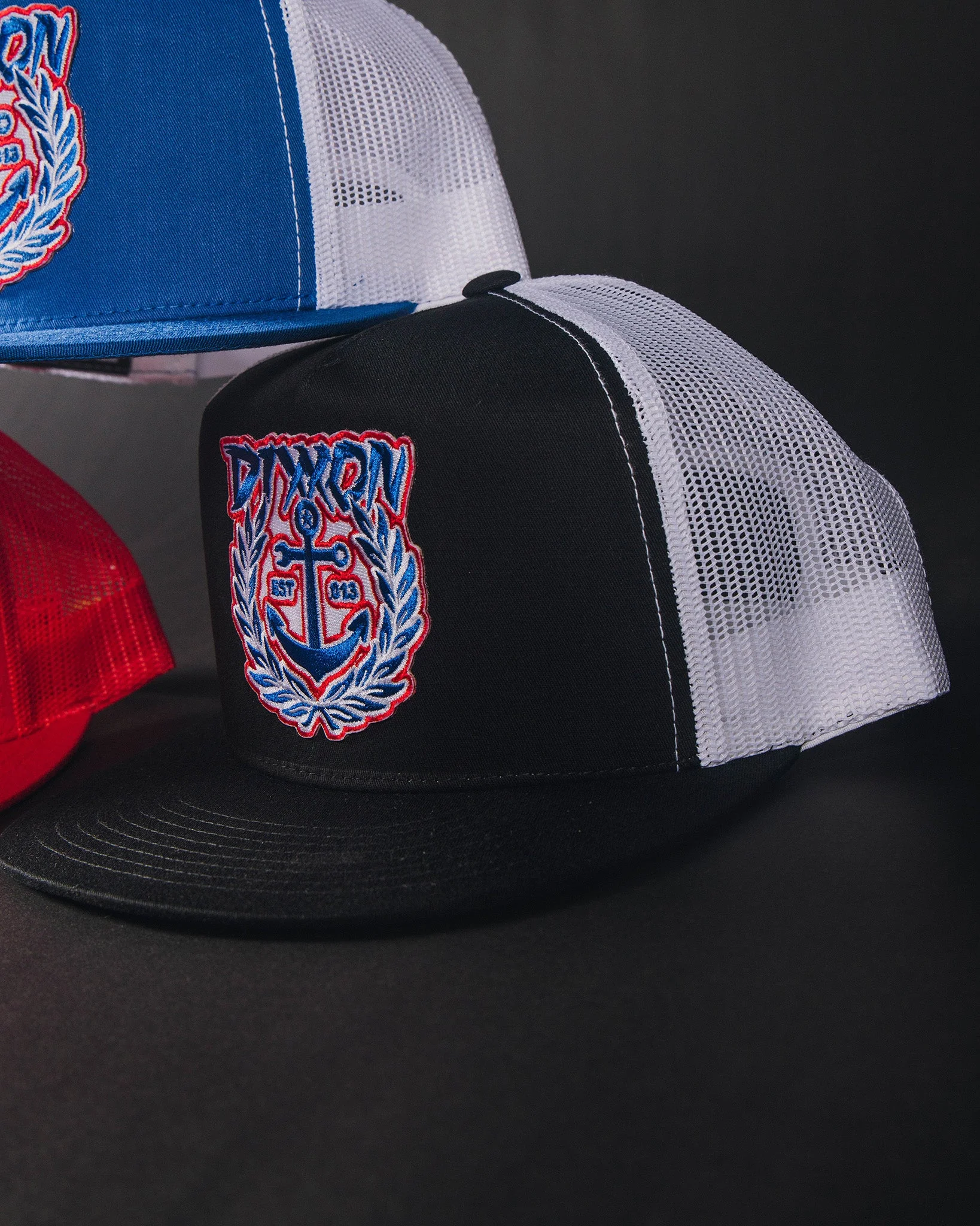 Salty Crest Flat Bill Trucker Snapback - Red, White, & Blue - Image 2