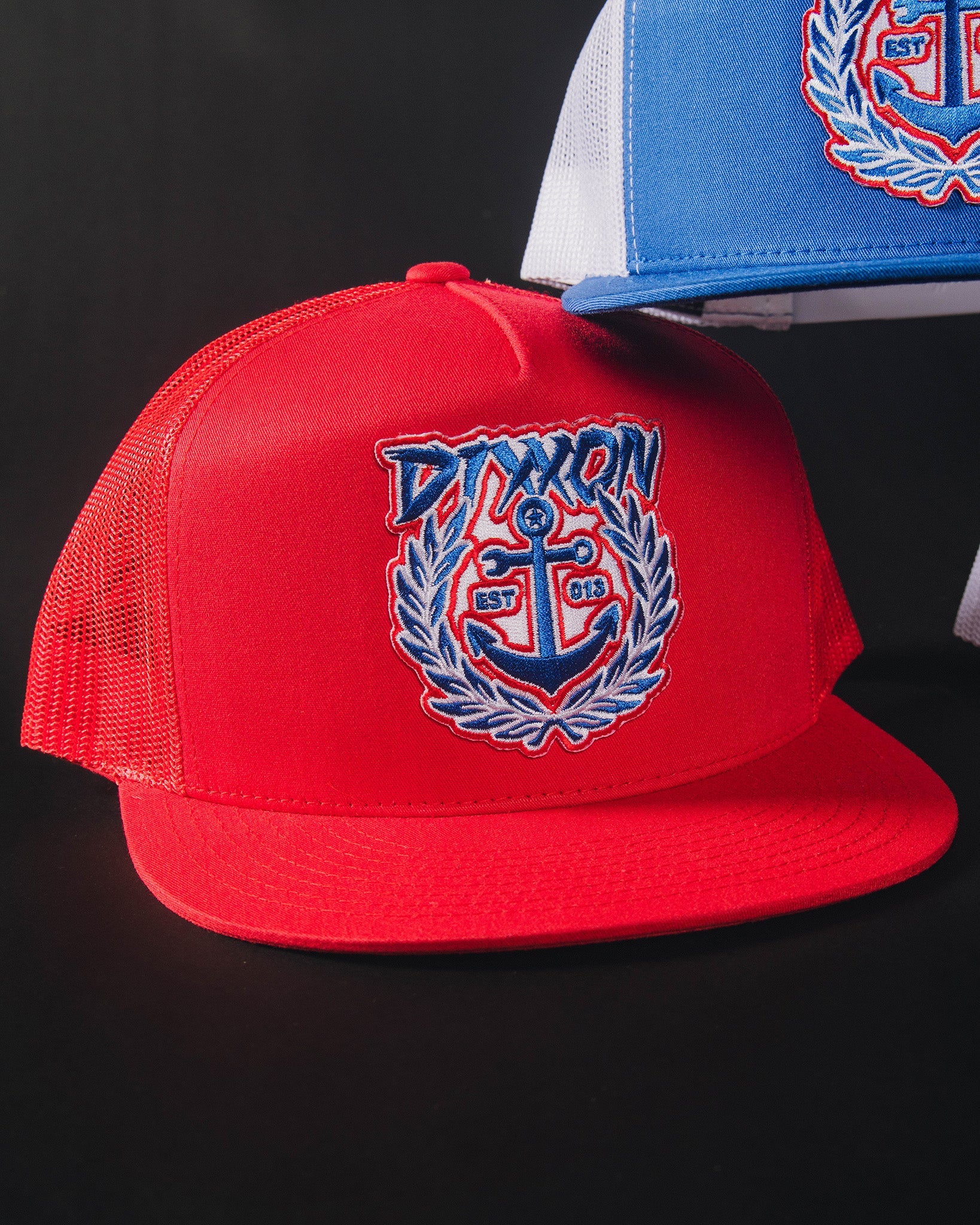 Salty Crest Flat Bill Trucker Snapback - Red, White, & Blue - Image 3