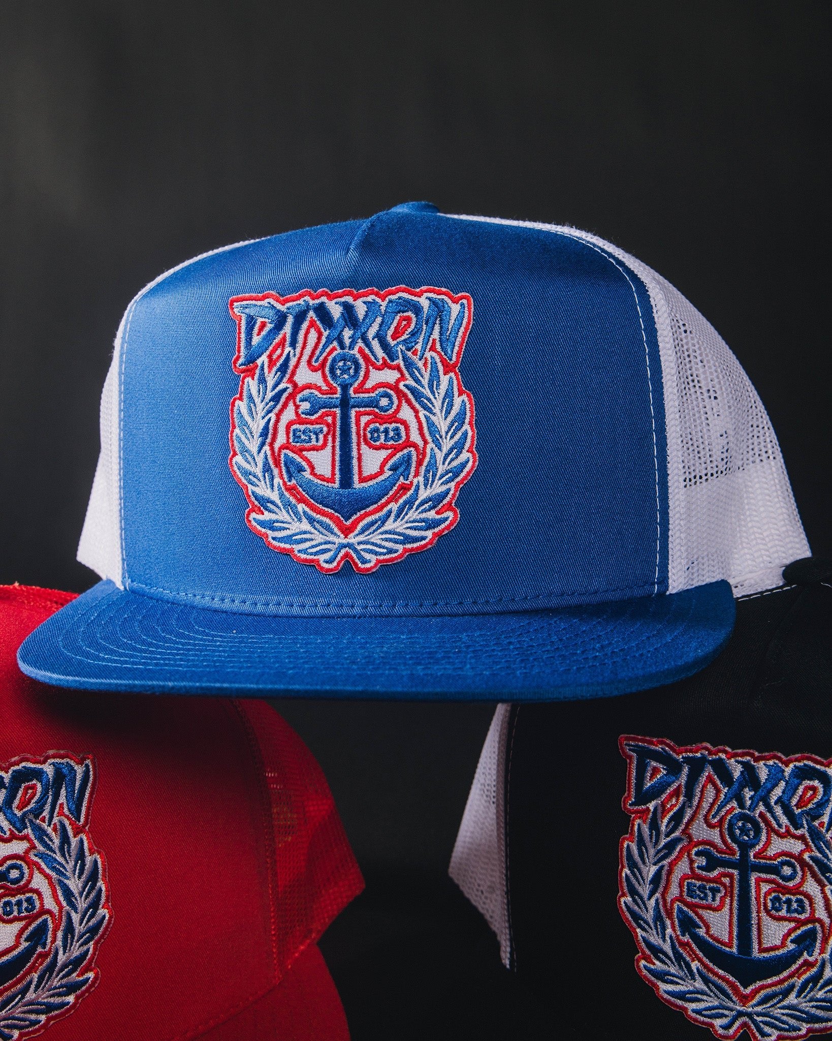 Salty Crest Flat Bill Trucker Snapback - Red, White, & Blue - Image 4