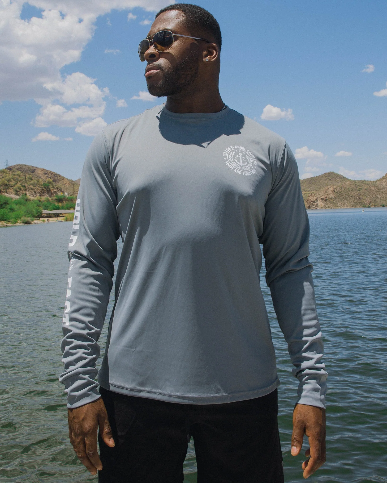 Salty Crest UV Long Sleeve T-Shirt - Gray - Image 6