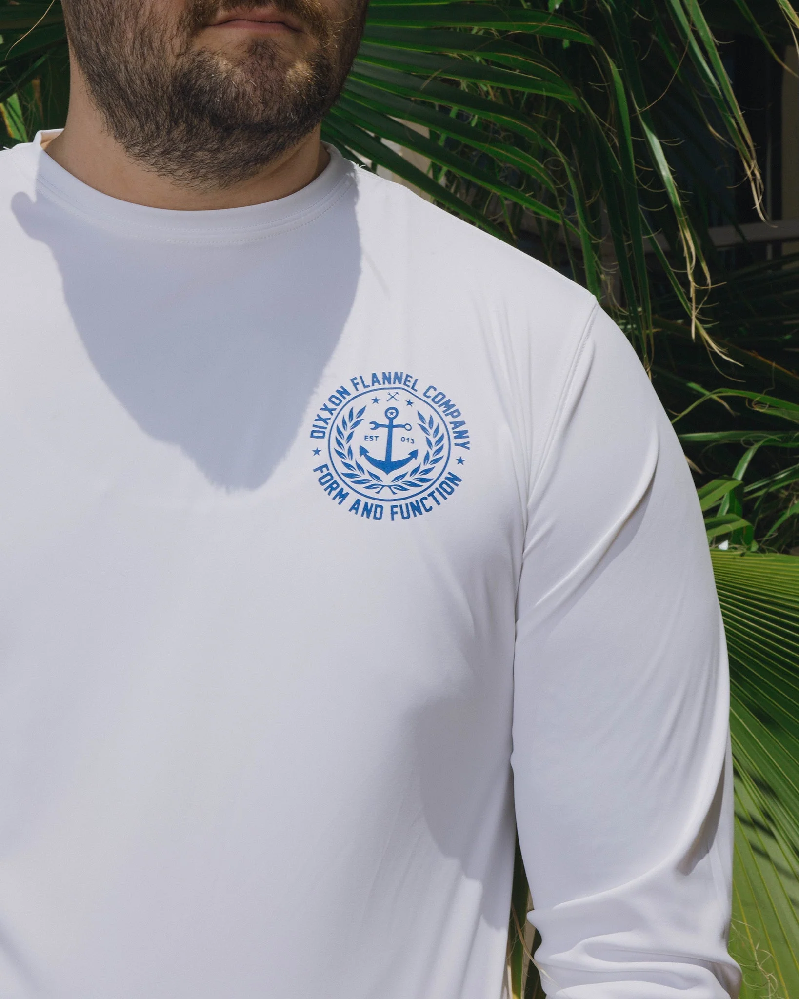 Salty Crest UV Long Sleeve T-Shirt - White & Blue - Image 5