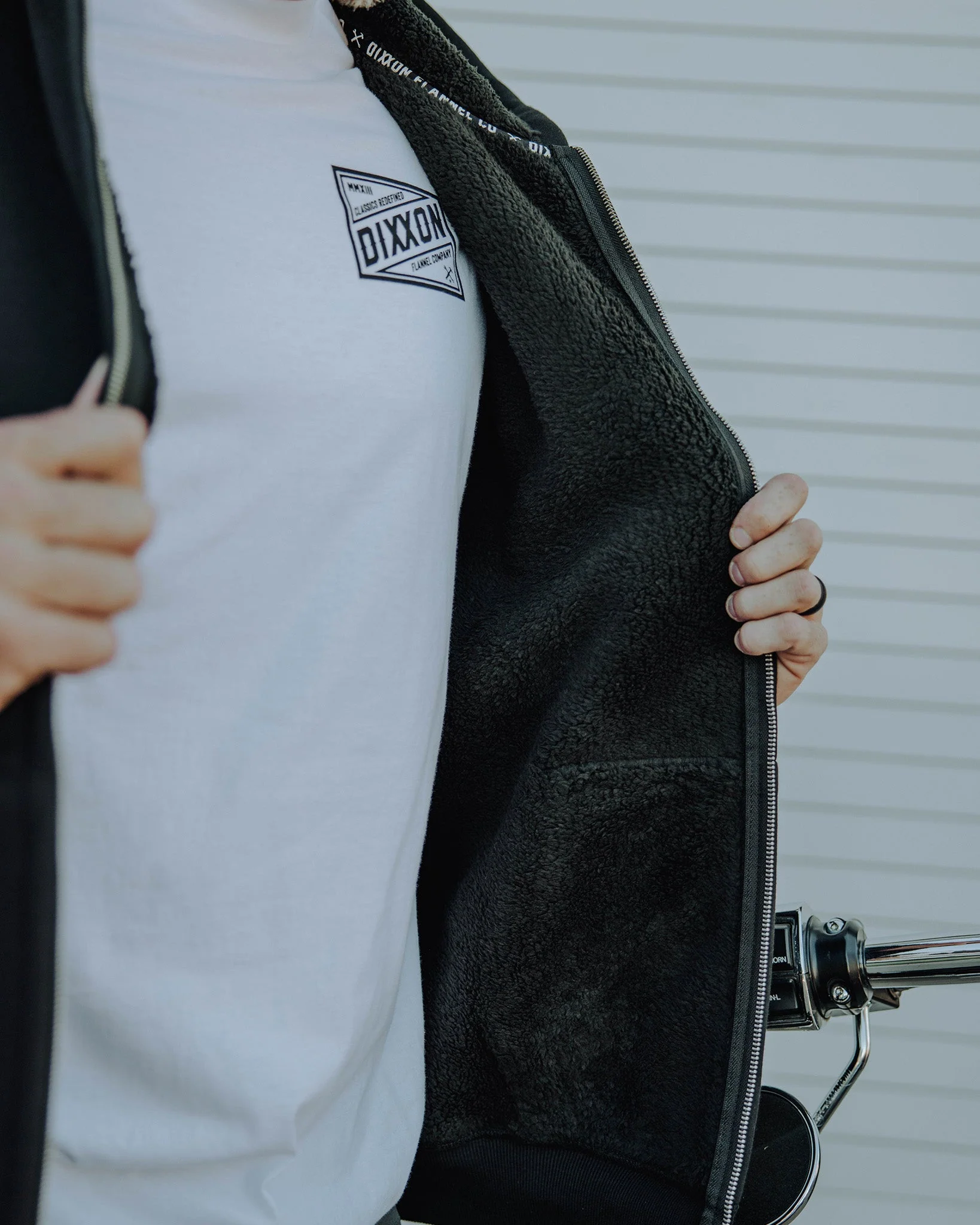 Sherpa Lined Zip Up Hoodie - Black - Image 4