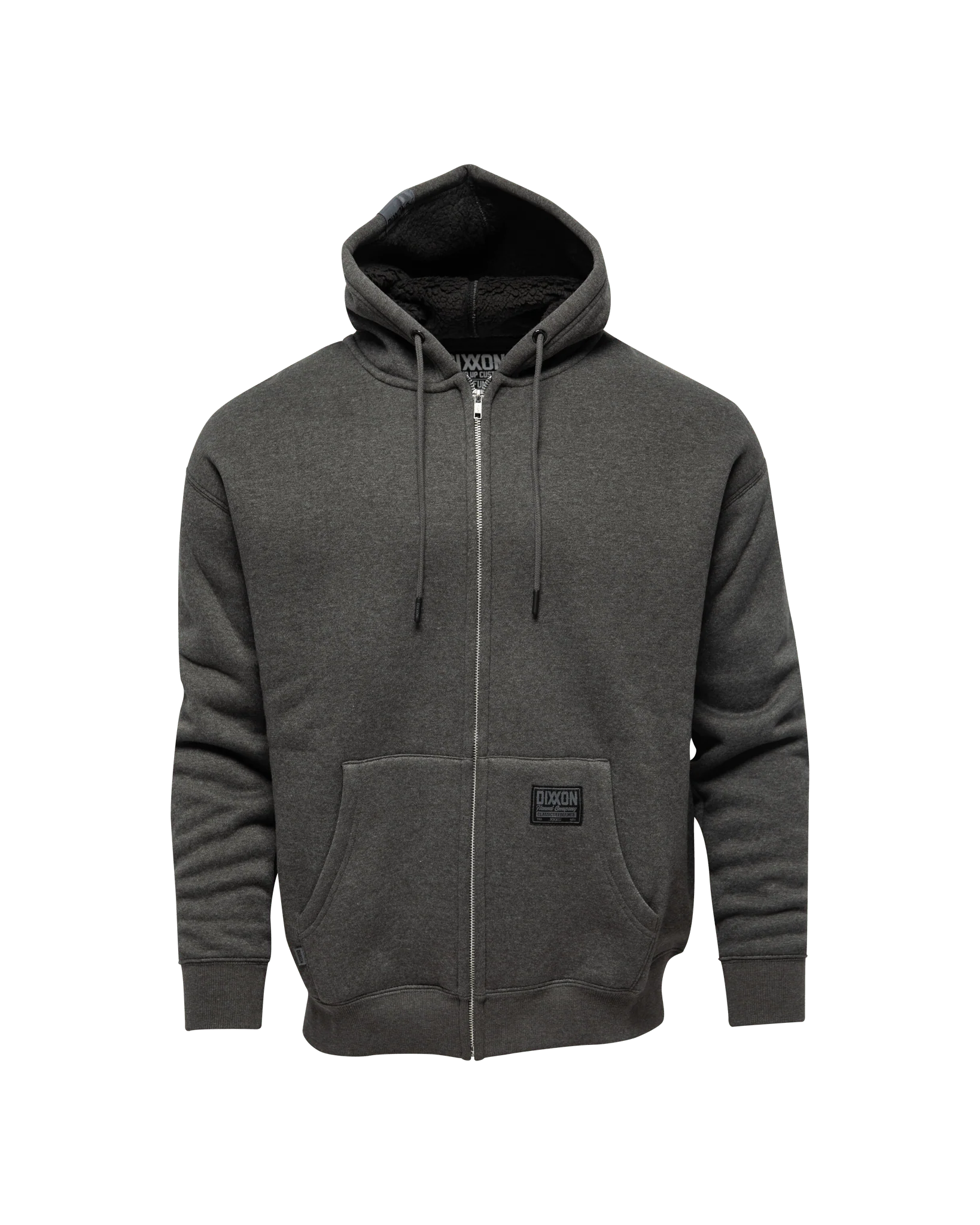 Sherpa Lined Zip Up Hoodie - Heather Charcoal - Image 3