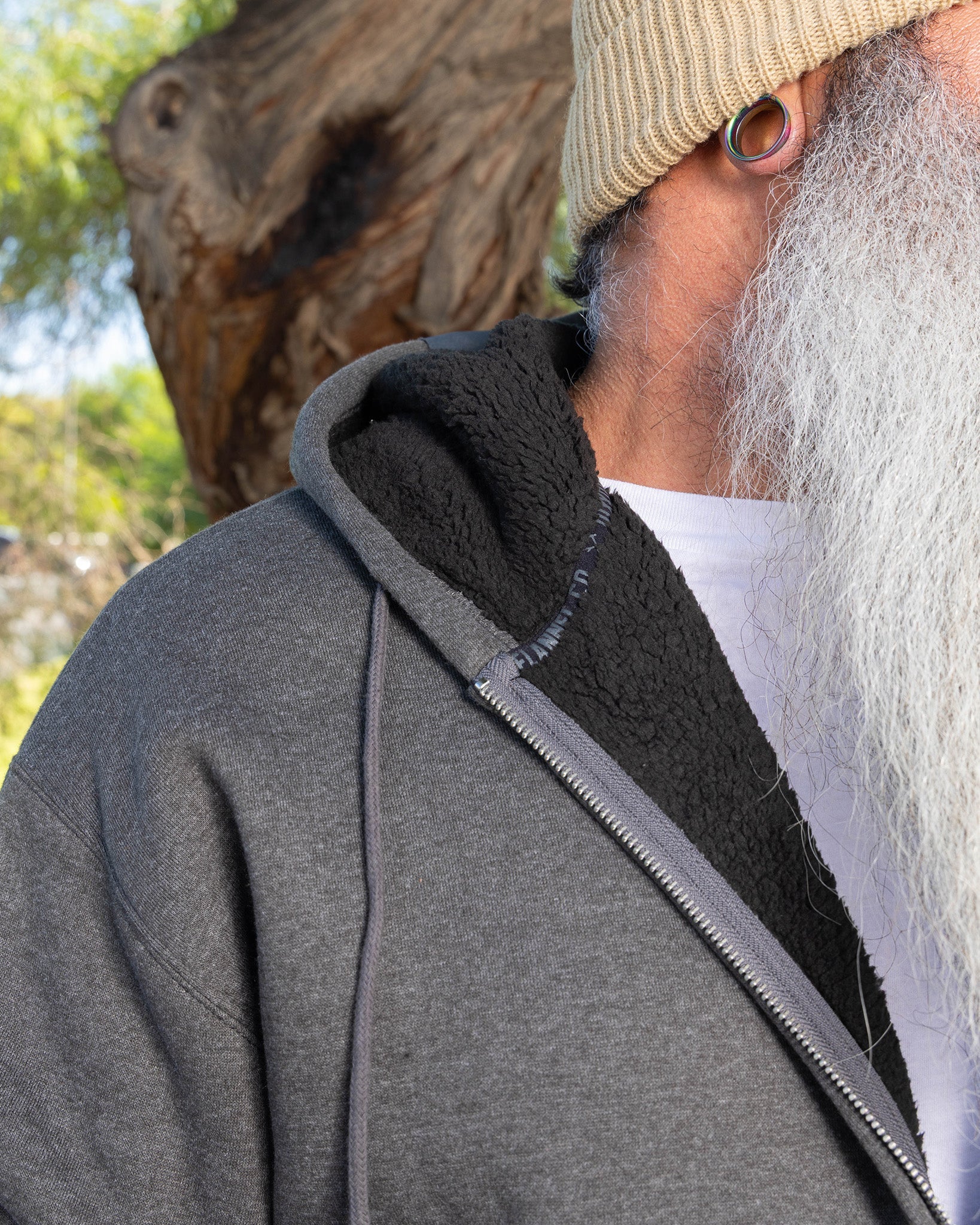 Sherpa Lined Zip Up Hoodie - Heather Charcoal - Image 6