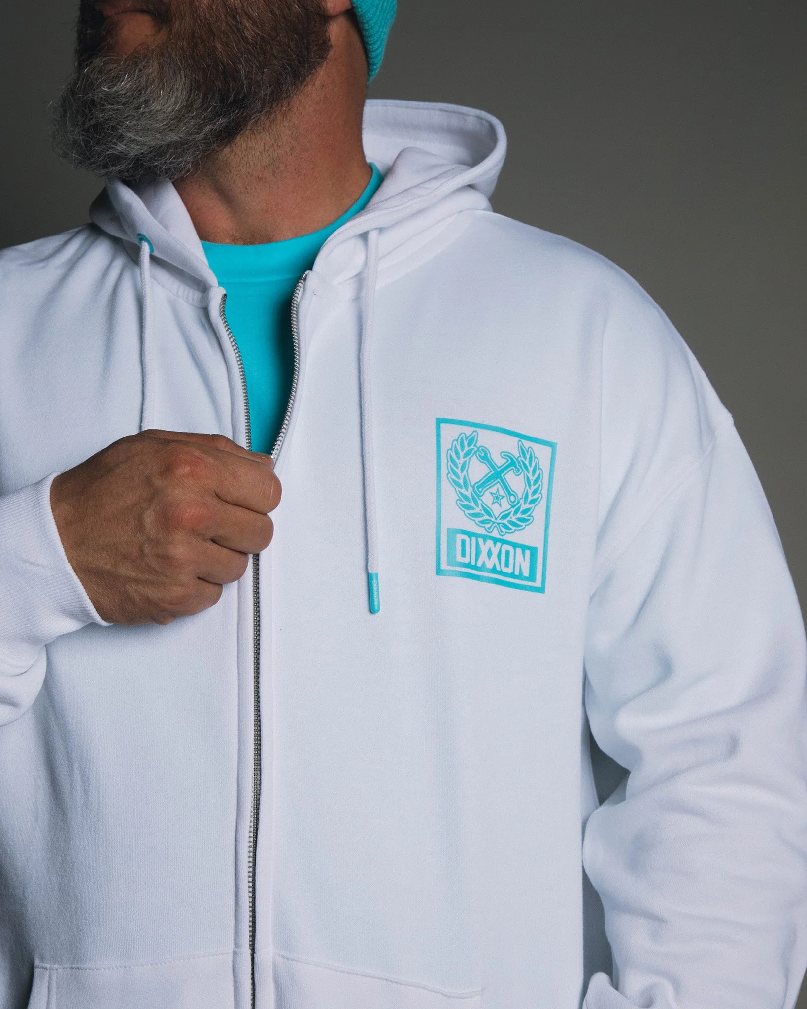 Tiffany Box Crest Zip Up Hoodie - White - Image 2