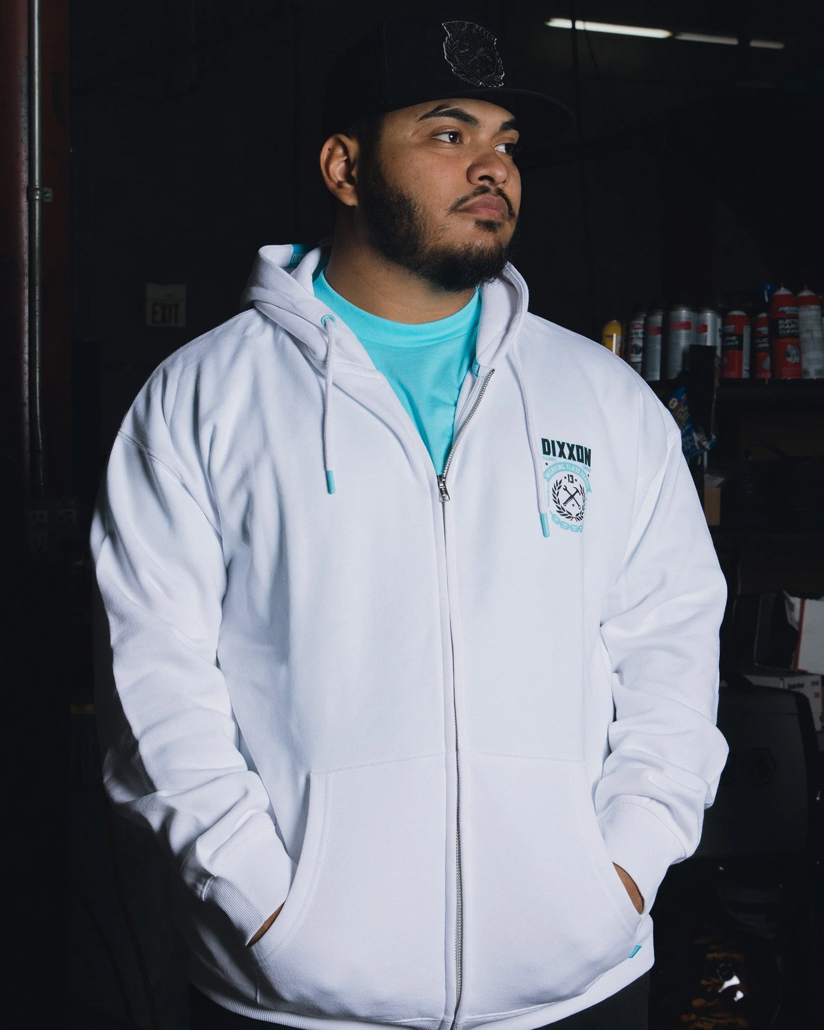 Tiffany & White Weld Zip Up Hoodie - White - Image 4
