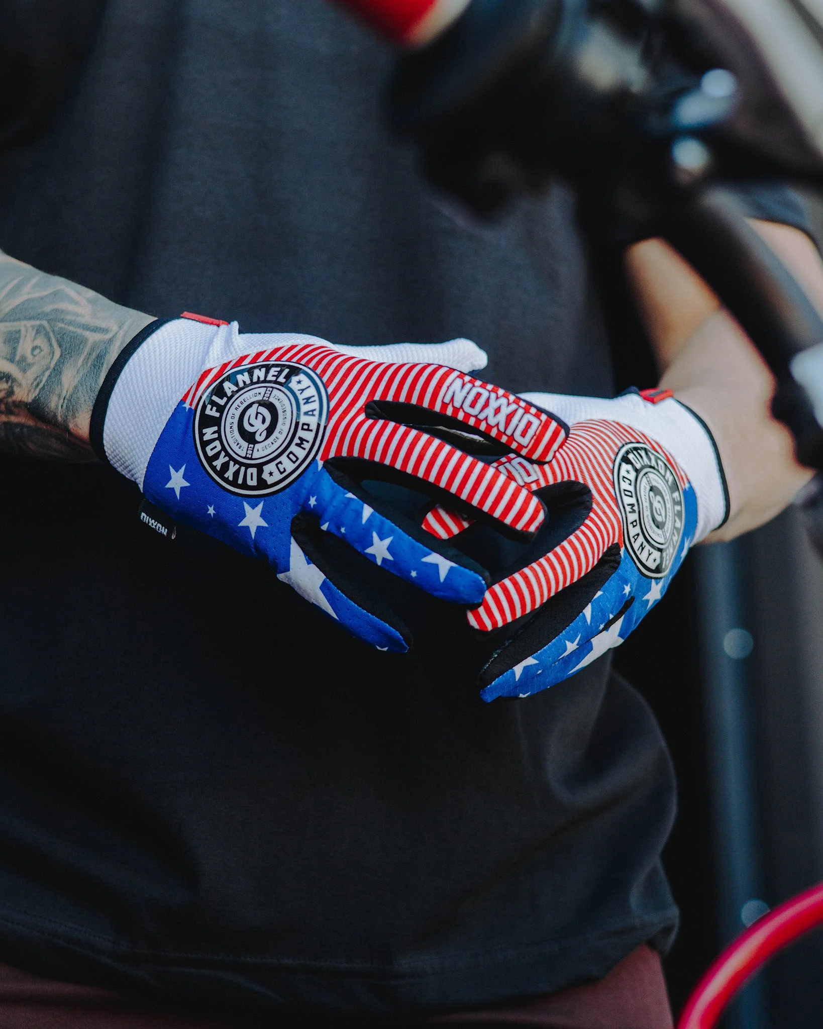 Traditions of Rebellion Moto Gloves - Red, White, & Blue - Image 4