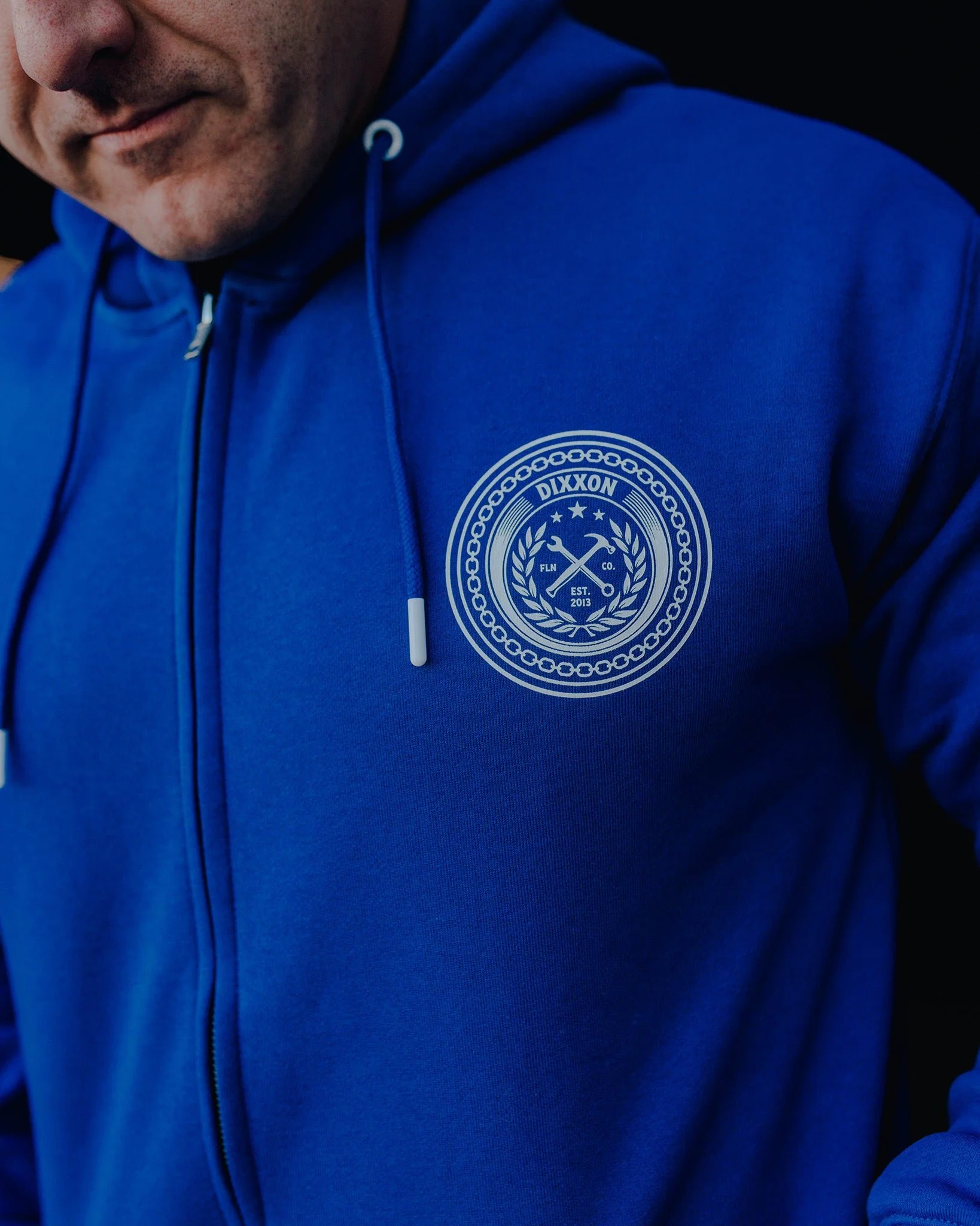 White Chain Badge Zip Up - Blue - Image 3