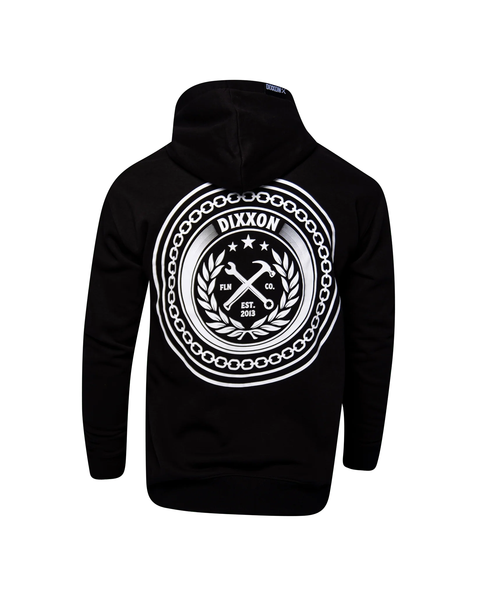 White Chain Badge Zip Up Hoodie - Black - Image 2