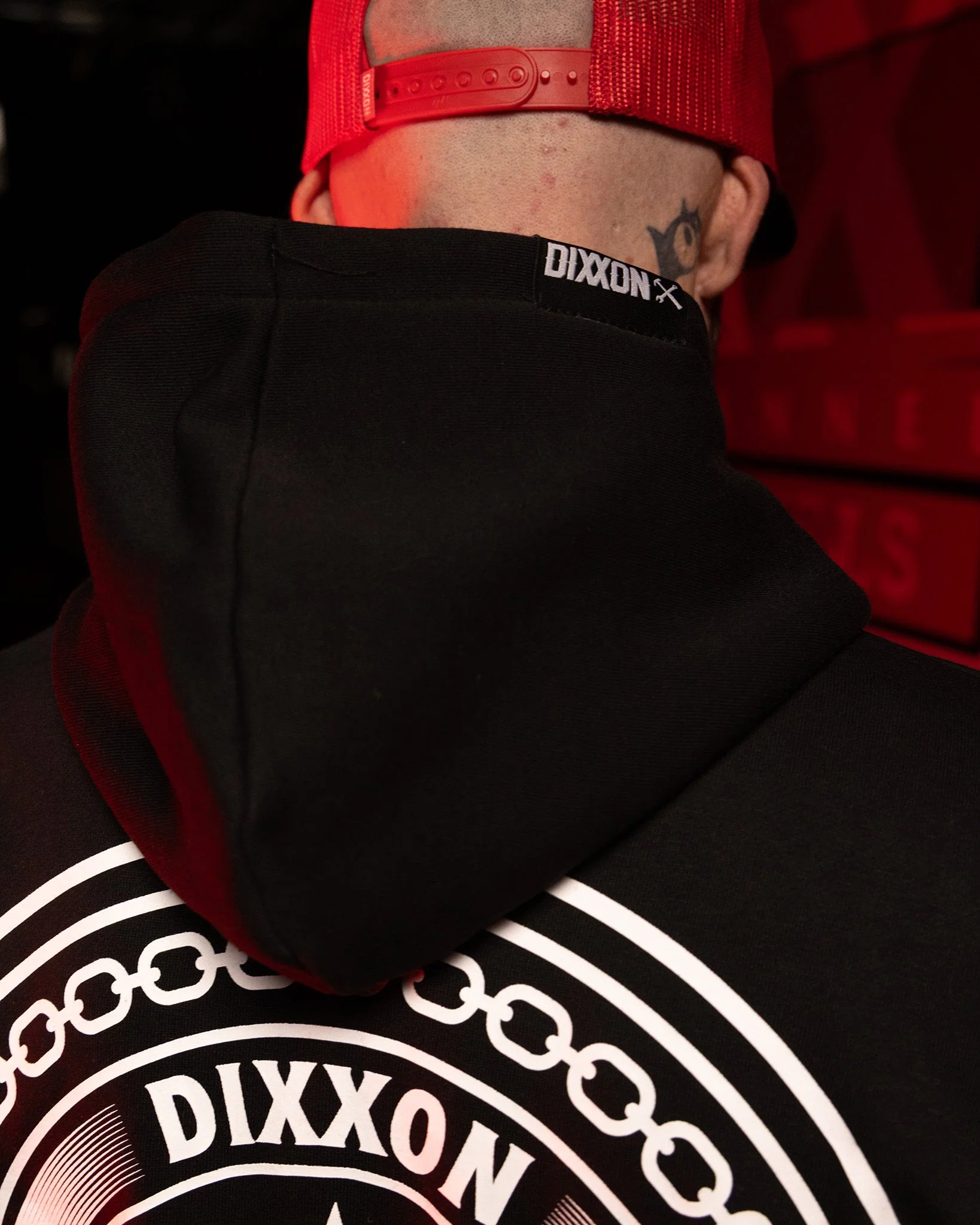 White Chain Badge Zip Up Hoodie - Black - Image 4