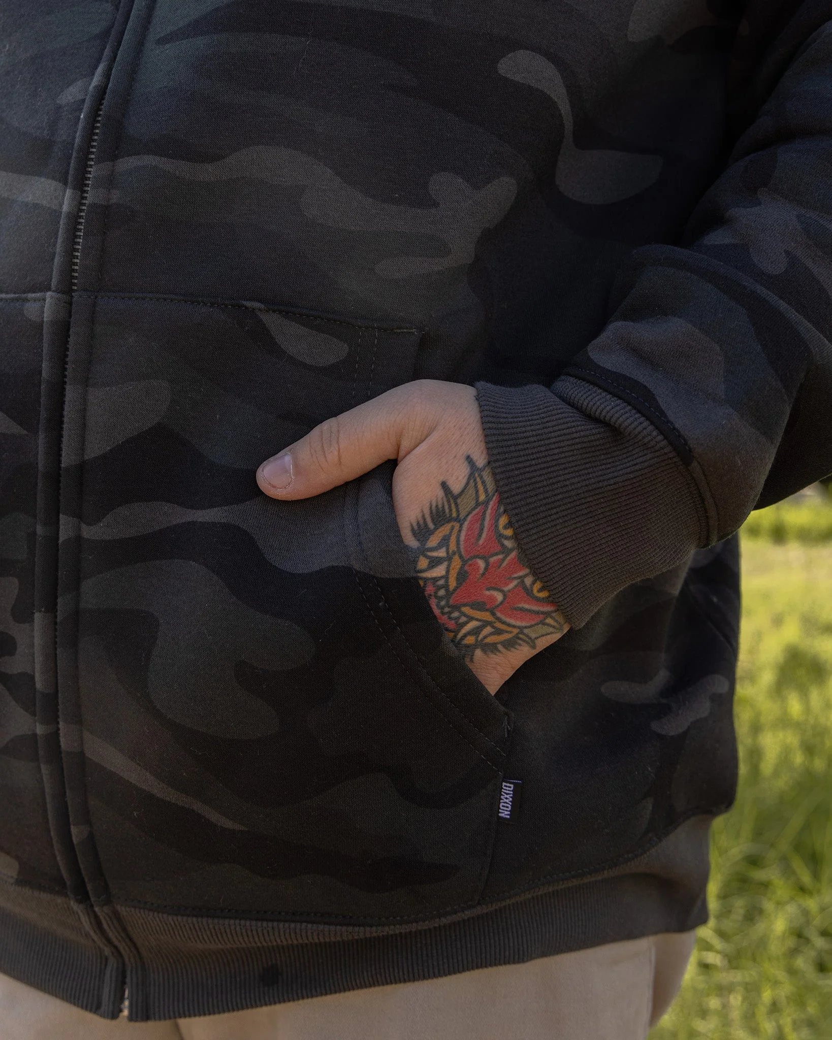 White Corpo Zip Up Hoodie - Black Camo - Image 7