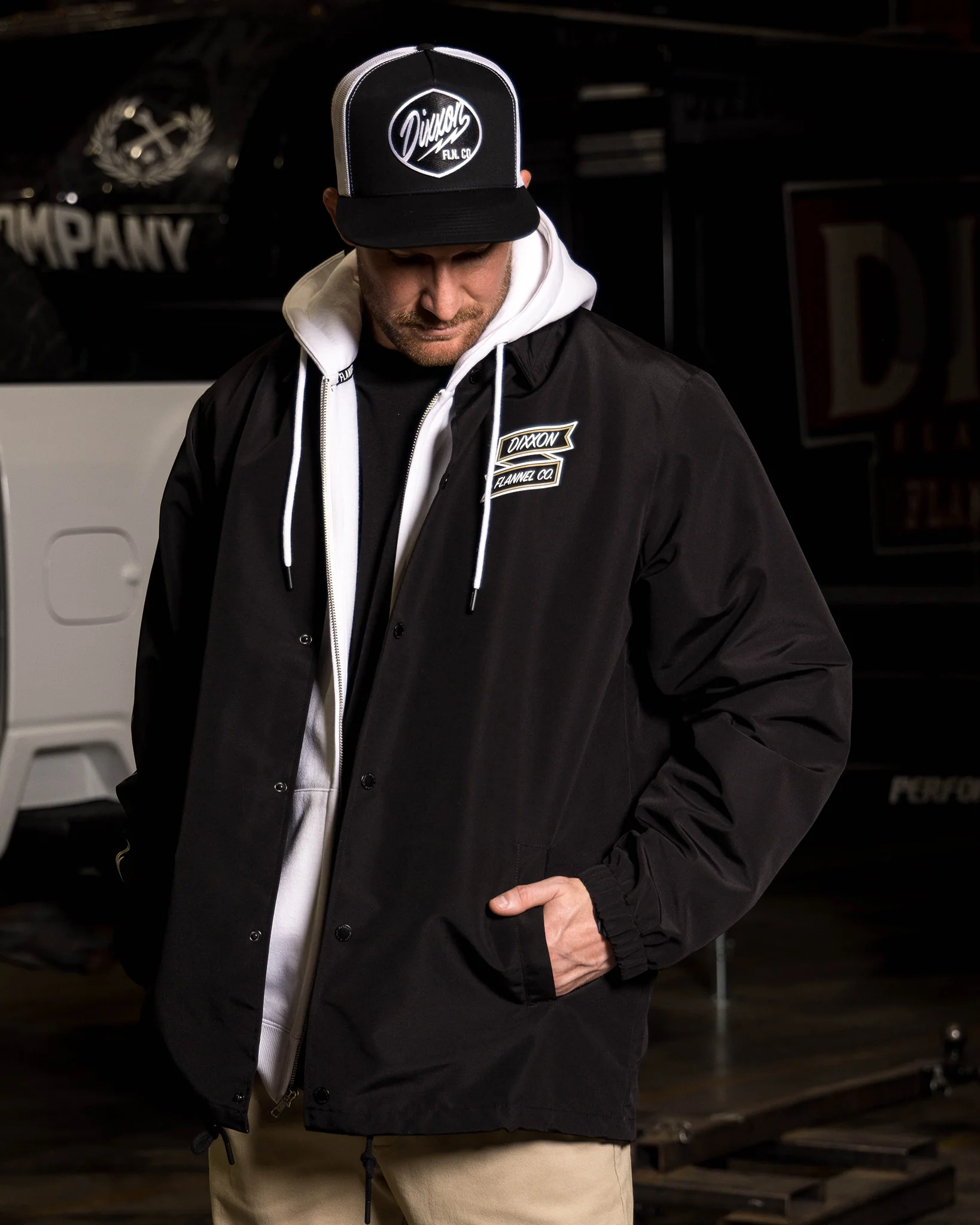 White & Gold Ignite Coaches Jacket - Black - Image 4