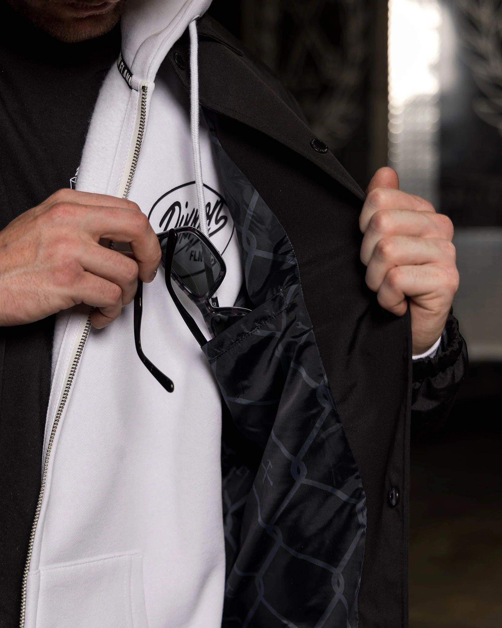 White & Gold Ignite Coaches Jacket - Black - Image 5