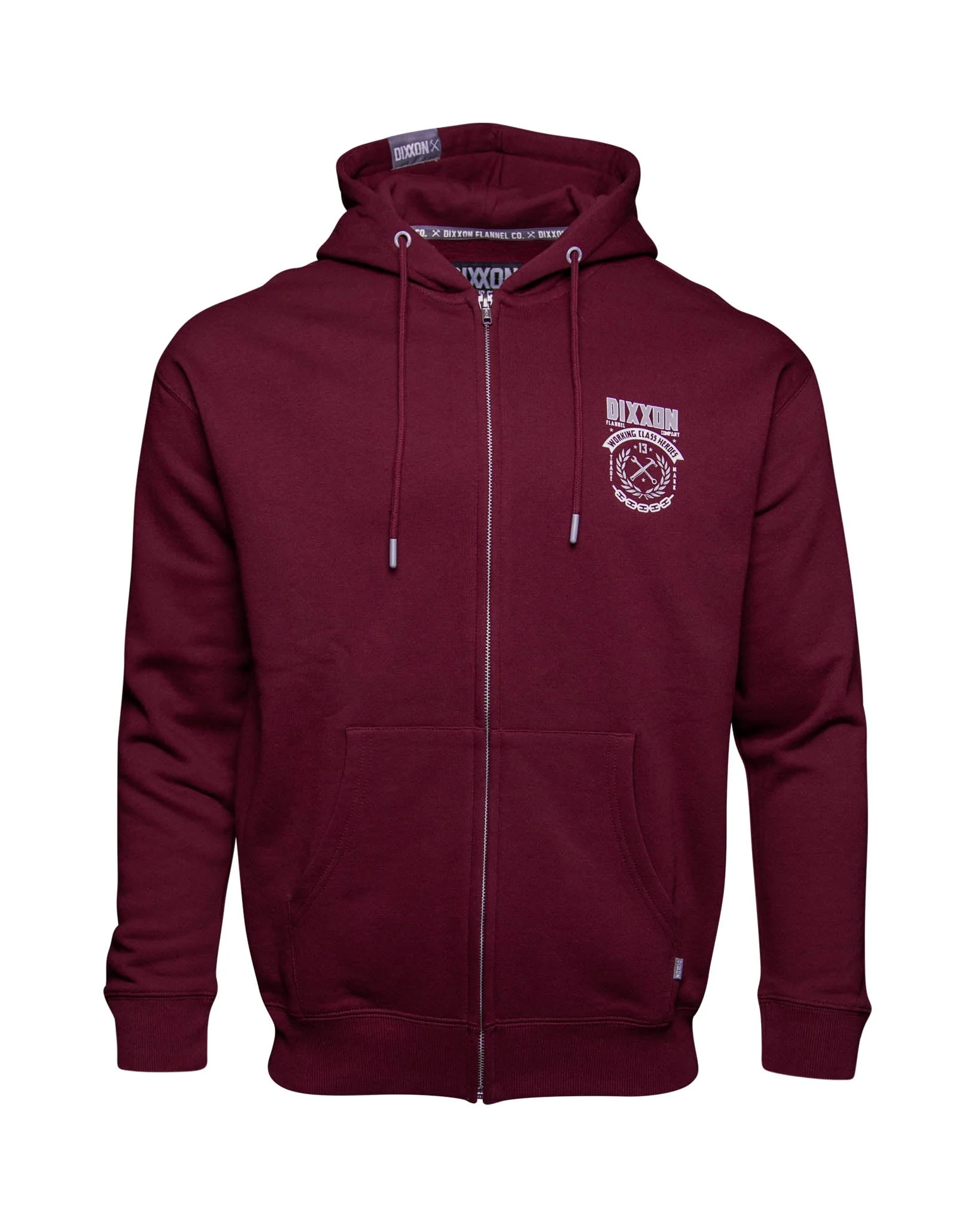 White & Gray Weld Zip Up Hoodie - Maroon - Image 3