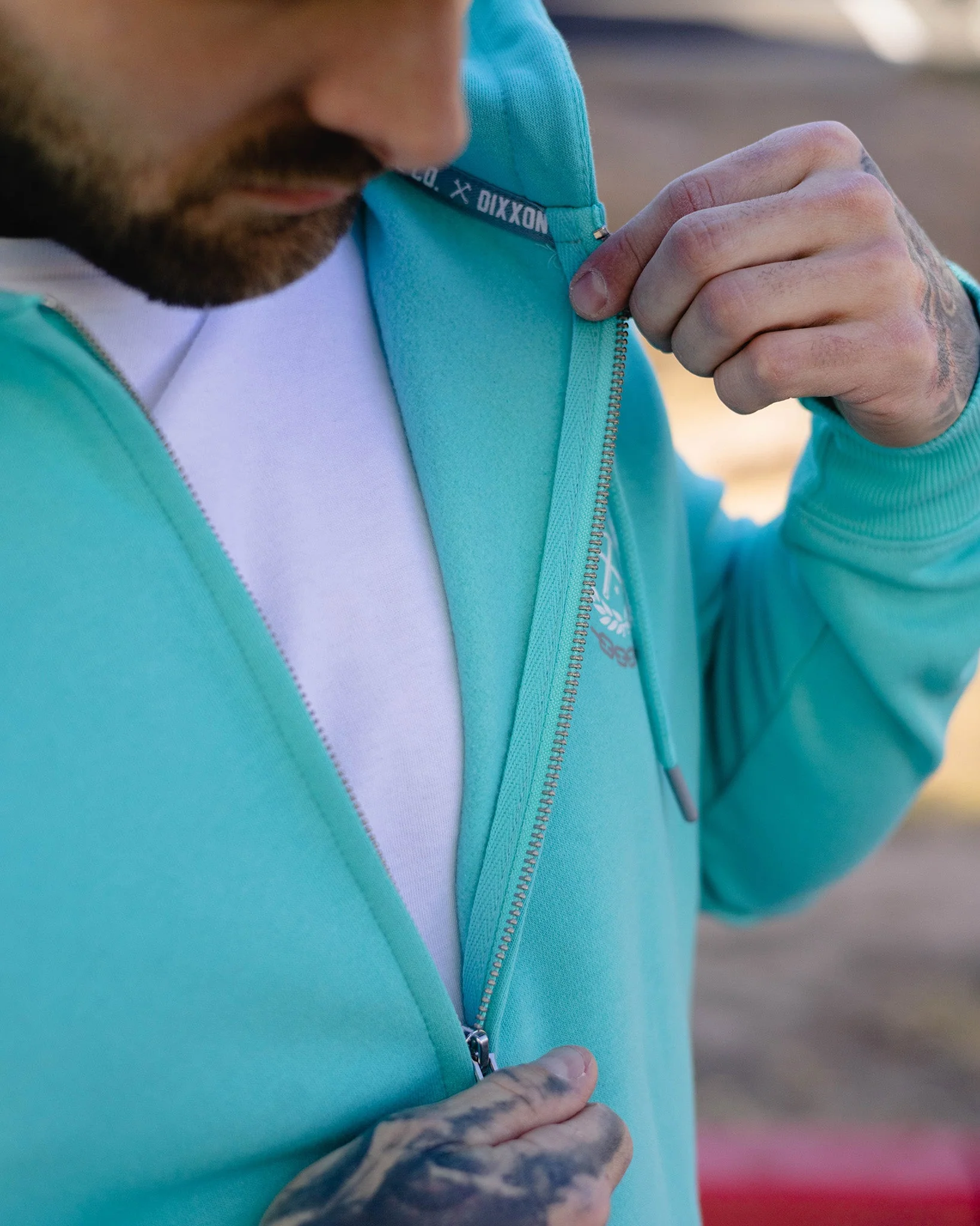 White & Gray Weld Zip Up Hoodie - Tiffany - Image 6