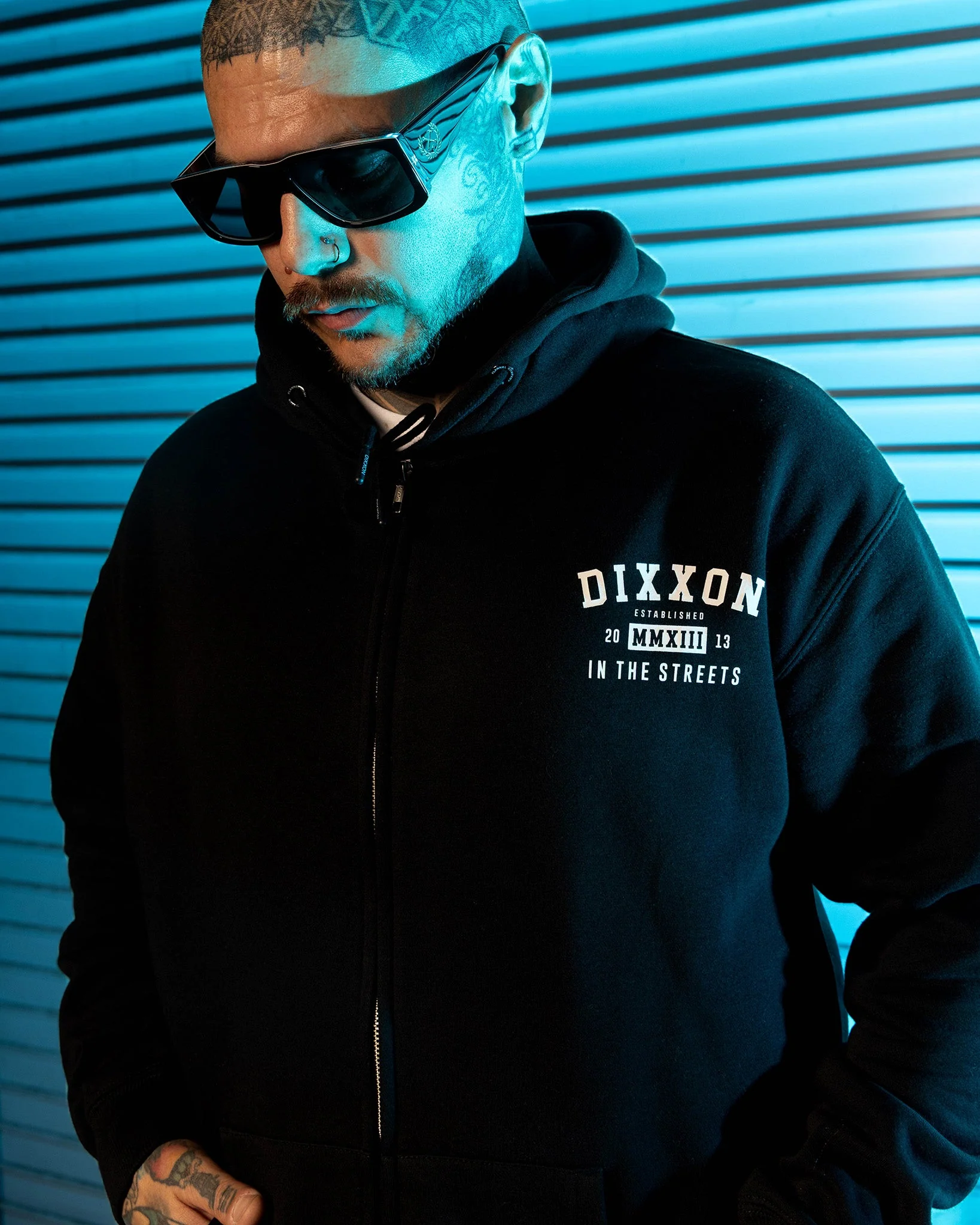 In the Streets Zip Up Hoodie - Black & White - Image 5