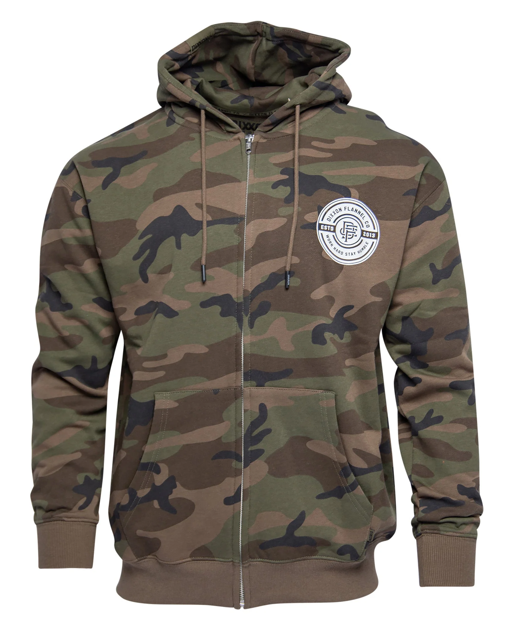 White Work Hard Badge Zip Up - Camo - Image 3