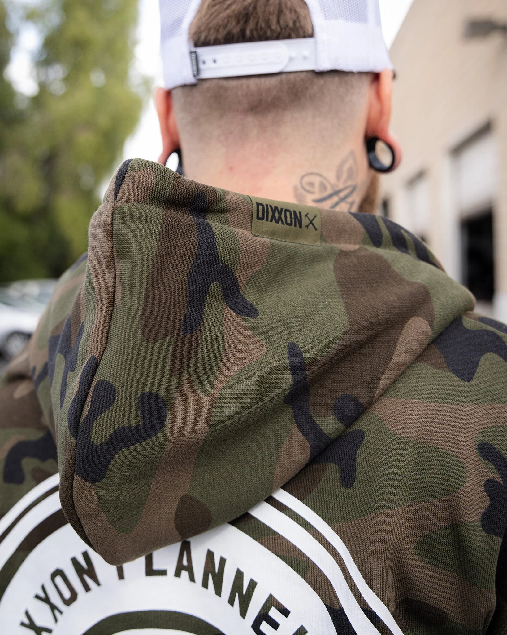 White Work Hard Badge Zip Up - Camo - Image 5
