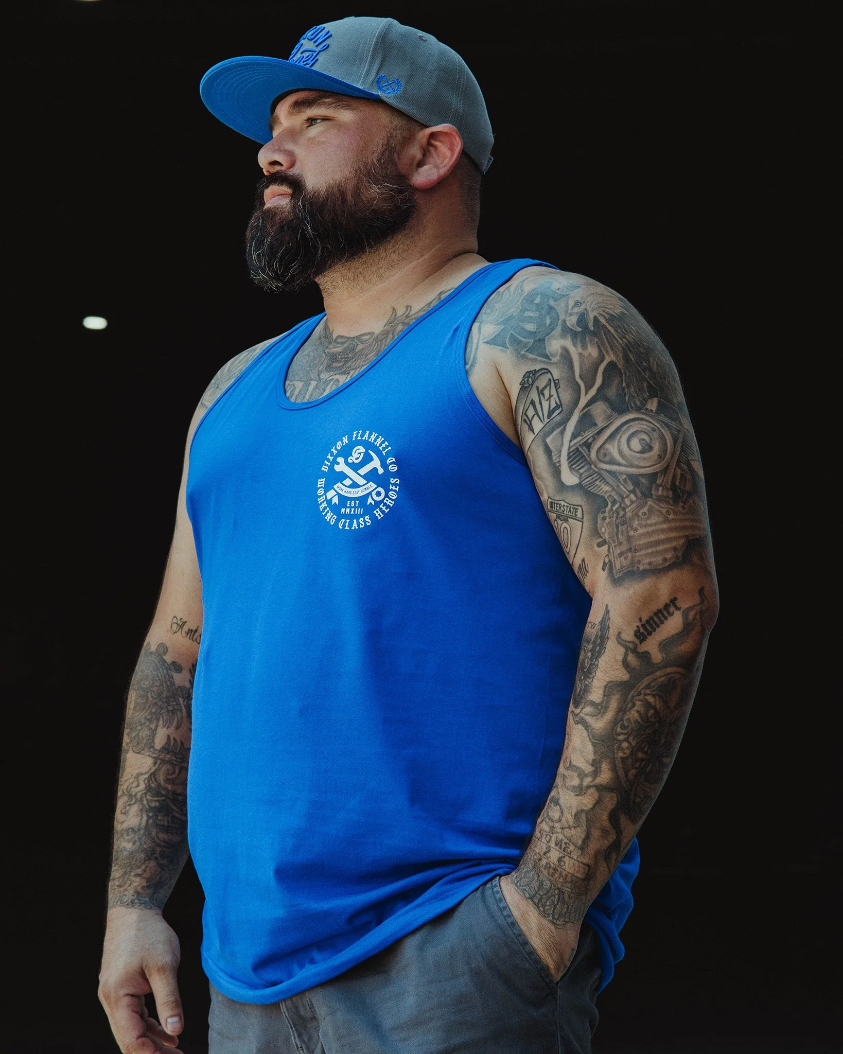 White Working Class Badge Tank - Blue - Image 2