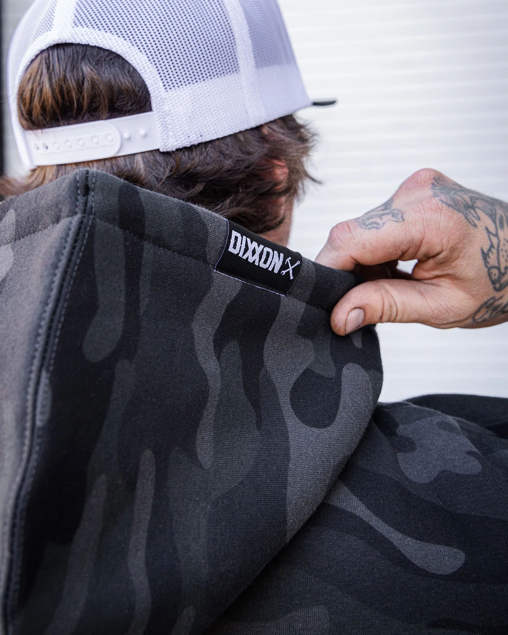 White Working Class Pullover Hoodie - Black Camo - Image 5
