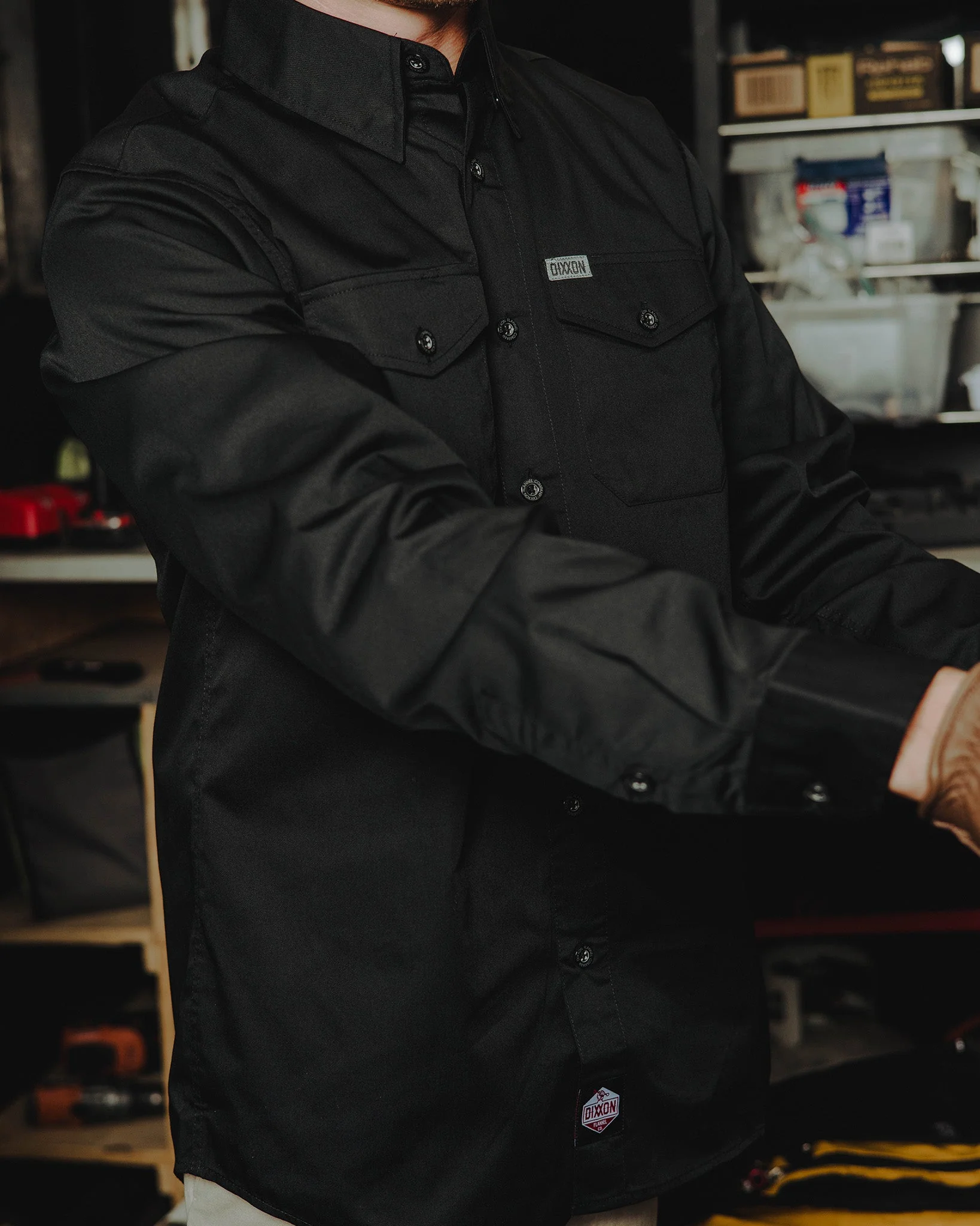 WorkForce Long Sleeve Work Shirt - Black - Image 4