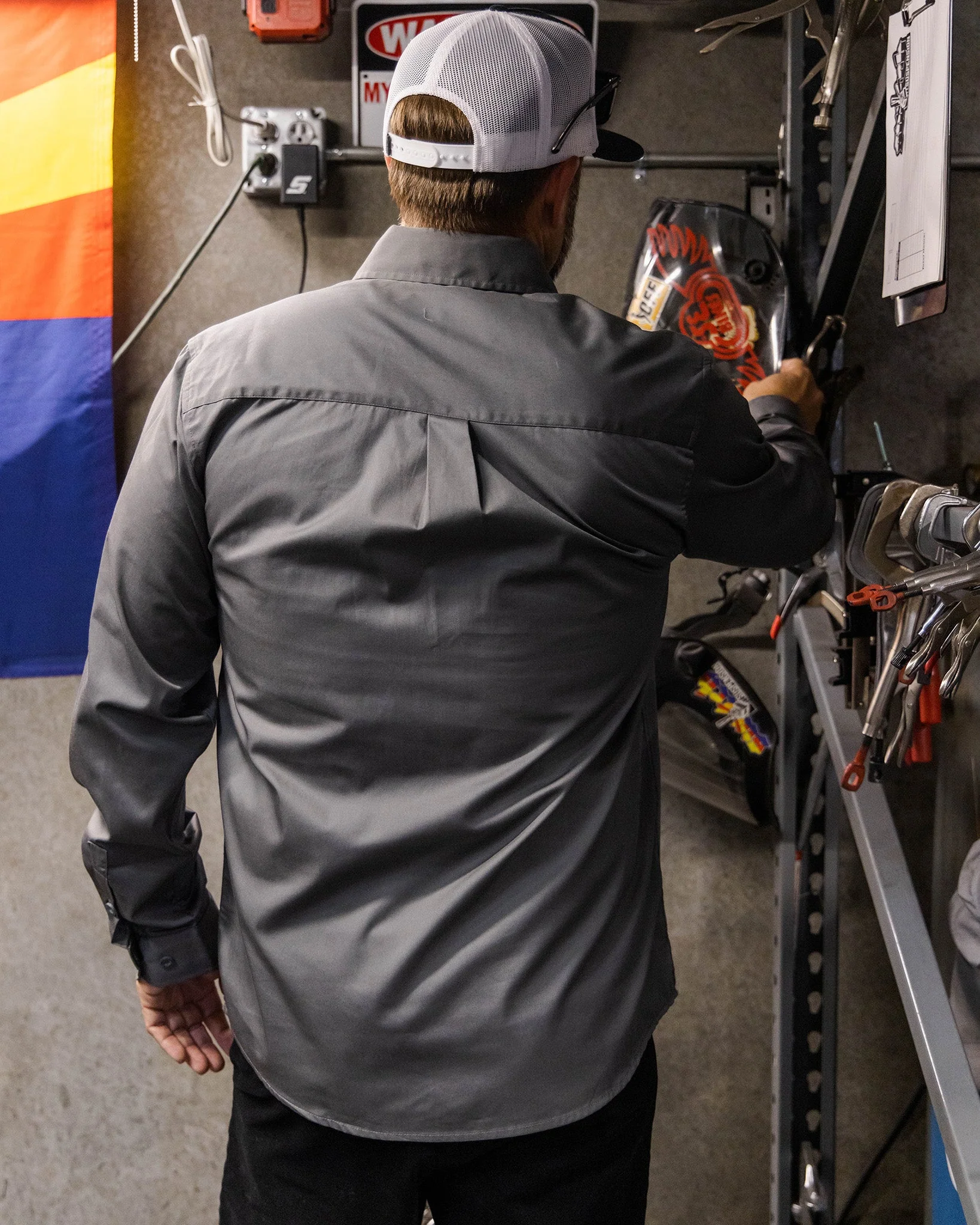WorkForce Long Sleeve Work Shirt - Charcoal - Image 3