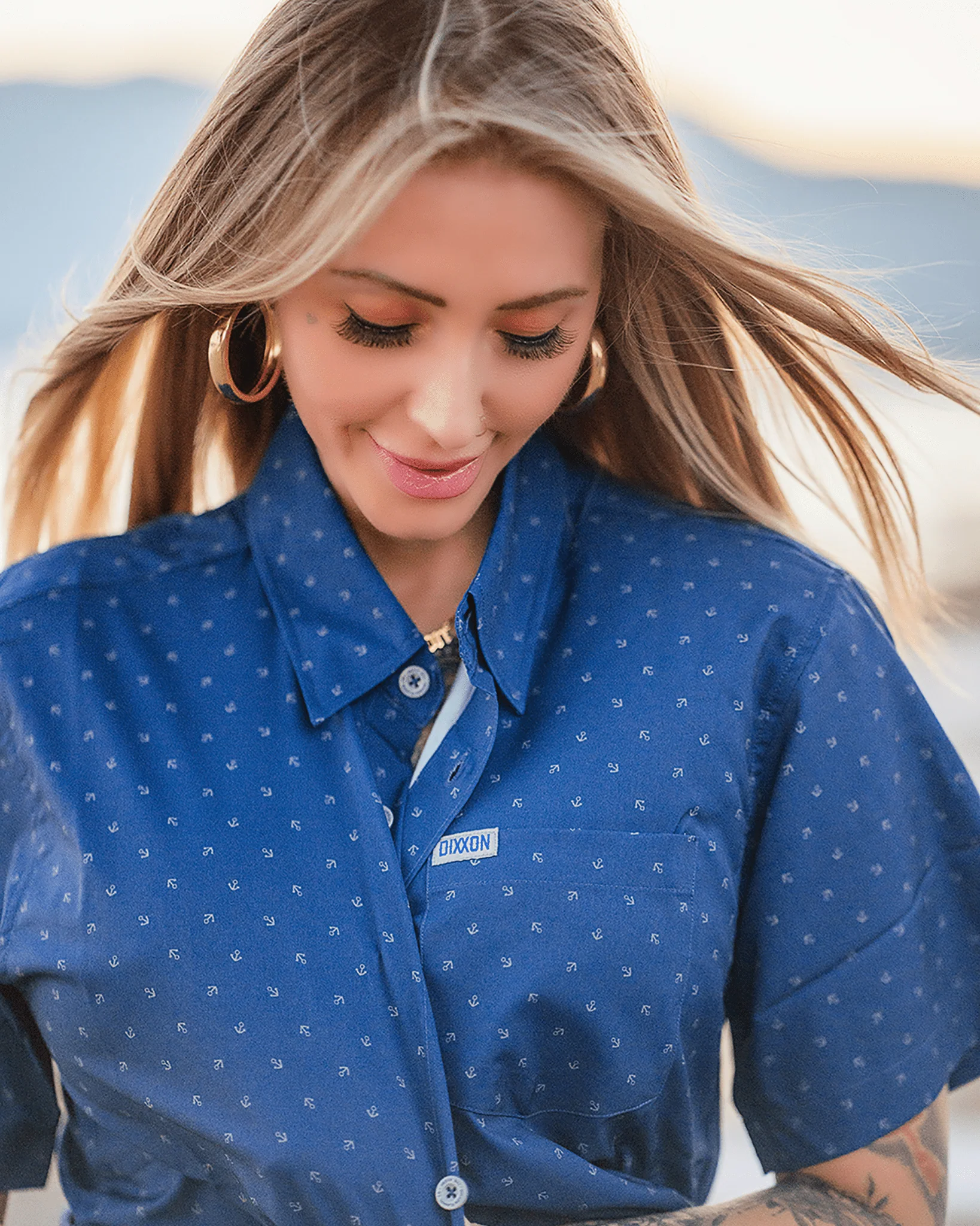 Women's Avery Party Shirt - Blue & Gray - Image 3