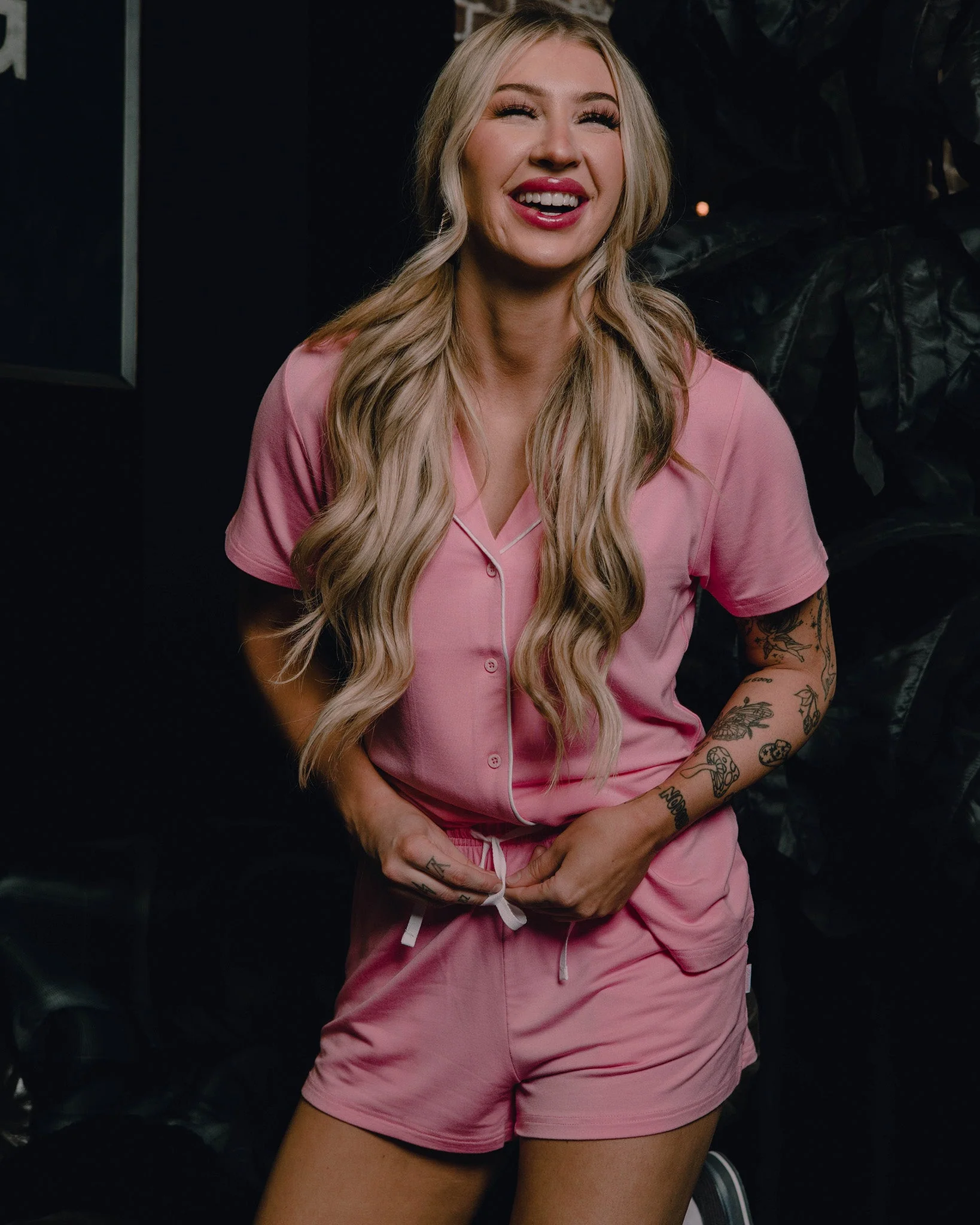 Women's Button Up Pajama Top - Pink - Image 2