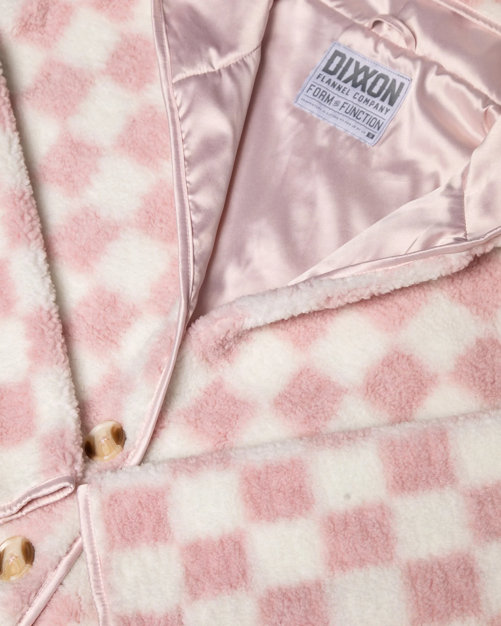 Women's Checkered Sherpa Cardigan - Pink & Cream - Image 10
