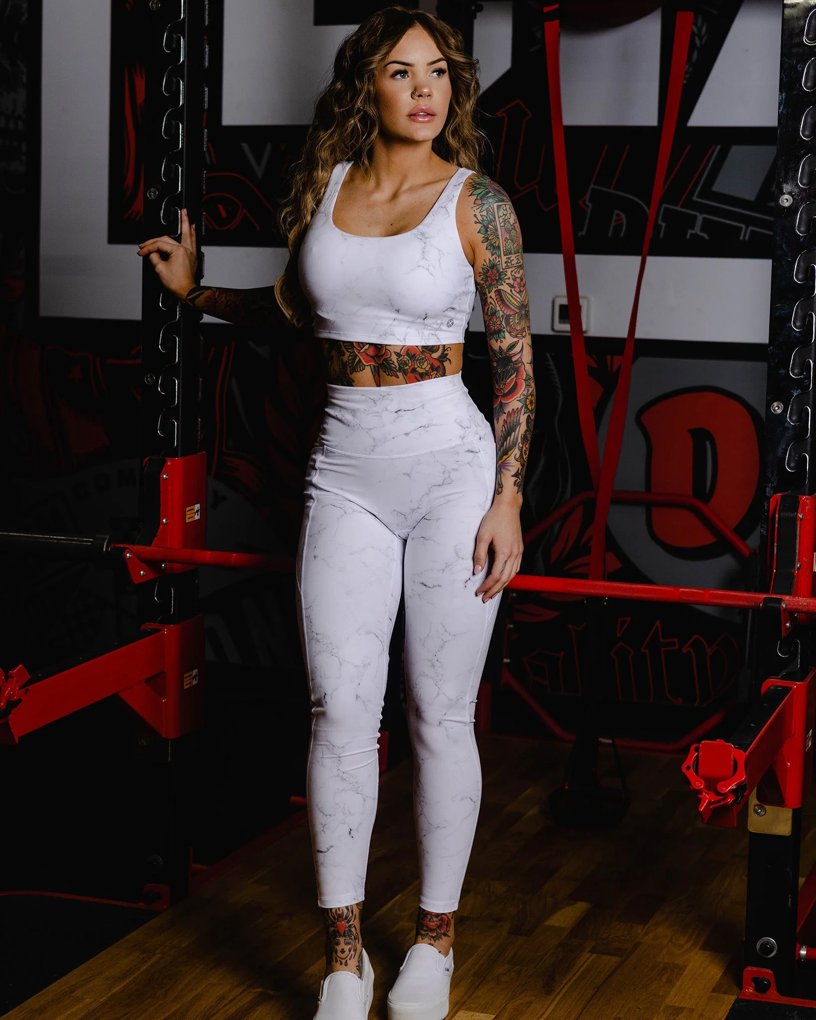 Women's Classic Leggings - White Marble - Image 2