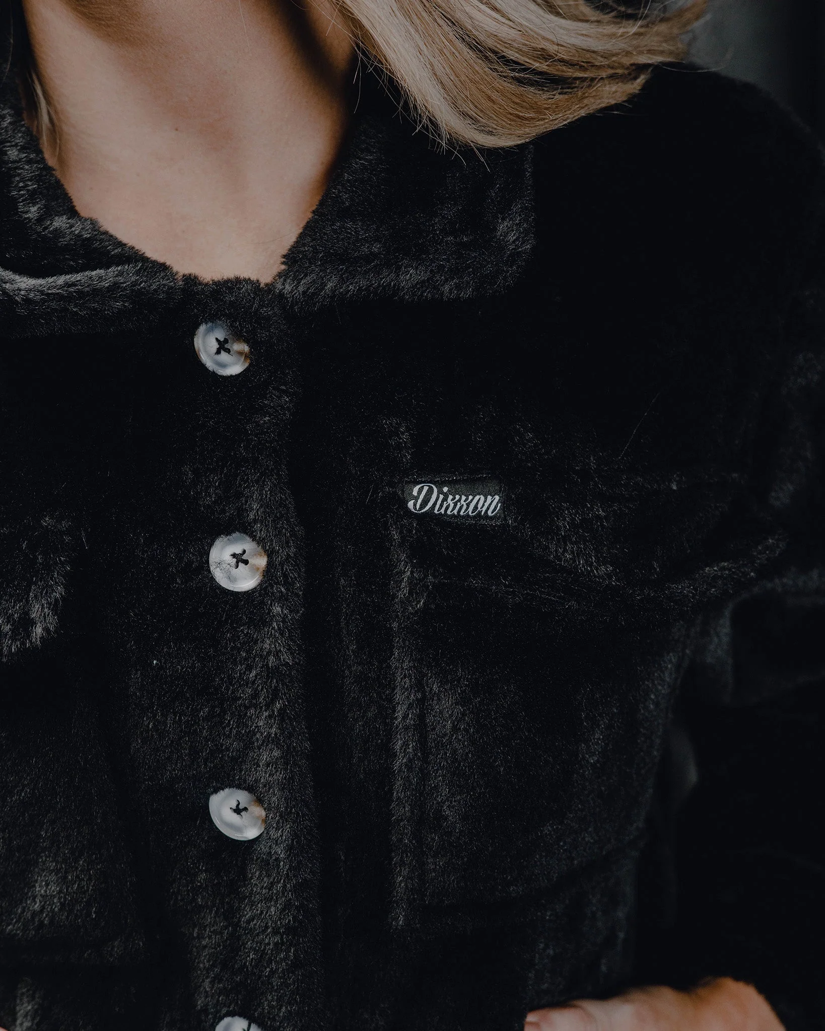 Women's Cropped Shacket - Black - Image 4