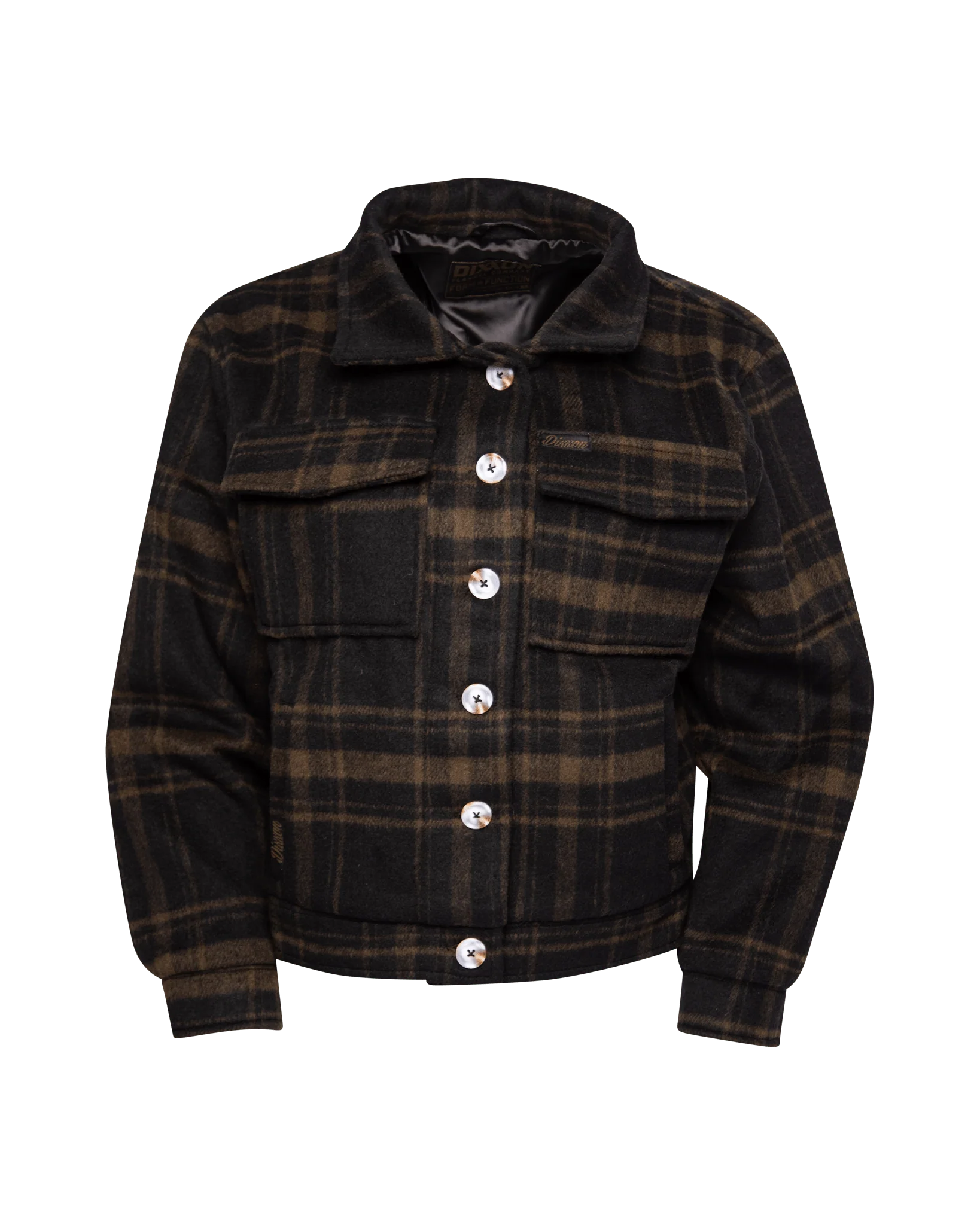Women's Cropped Shacket - Brown & Black - Image 2