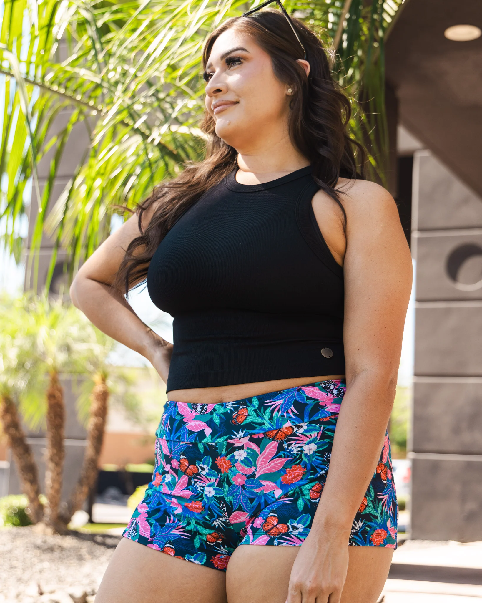 Women's Crossover Swim Shorts - Floral - Image 10