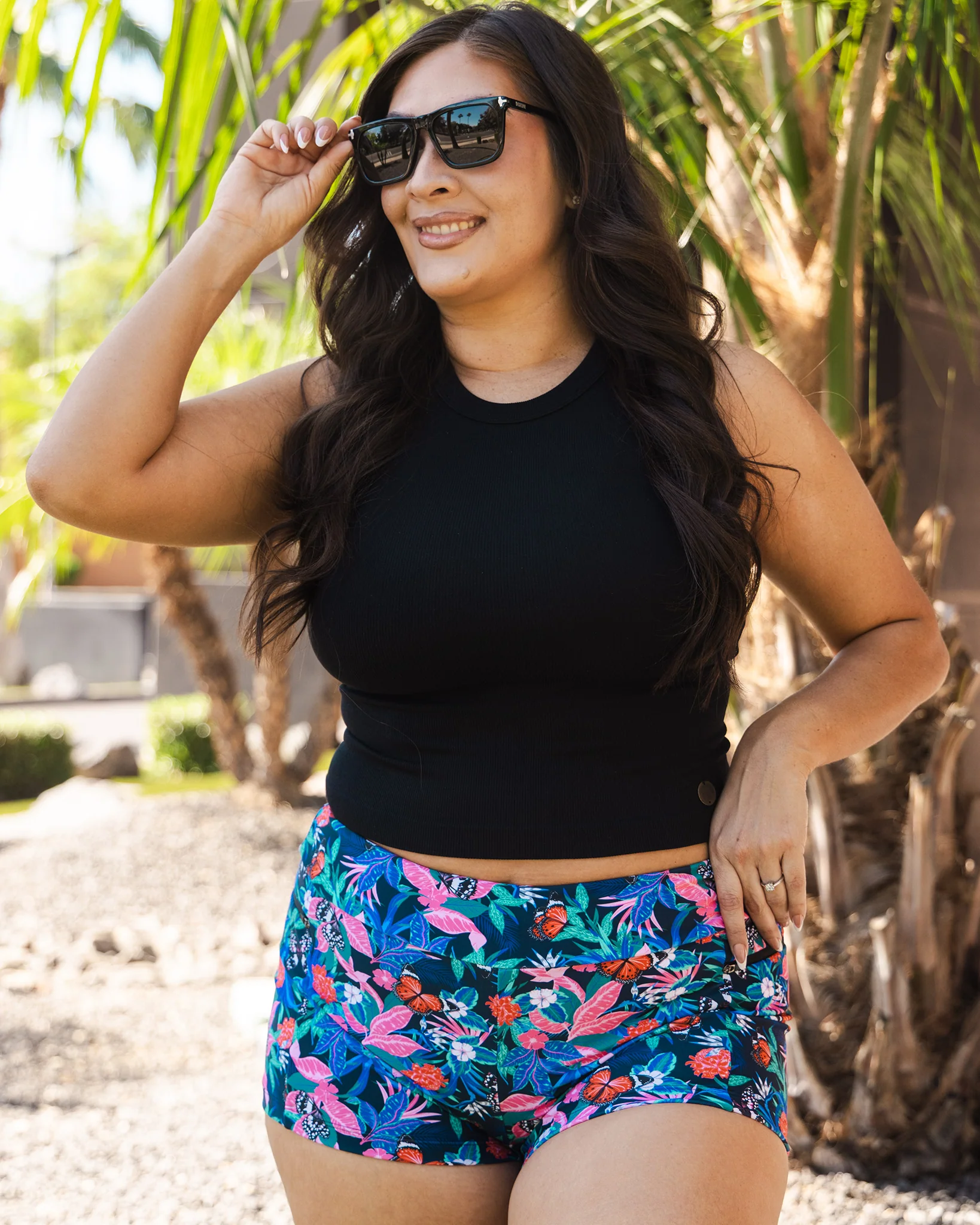 Women's Crossover Swim Shorts - Floral - Image 8