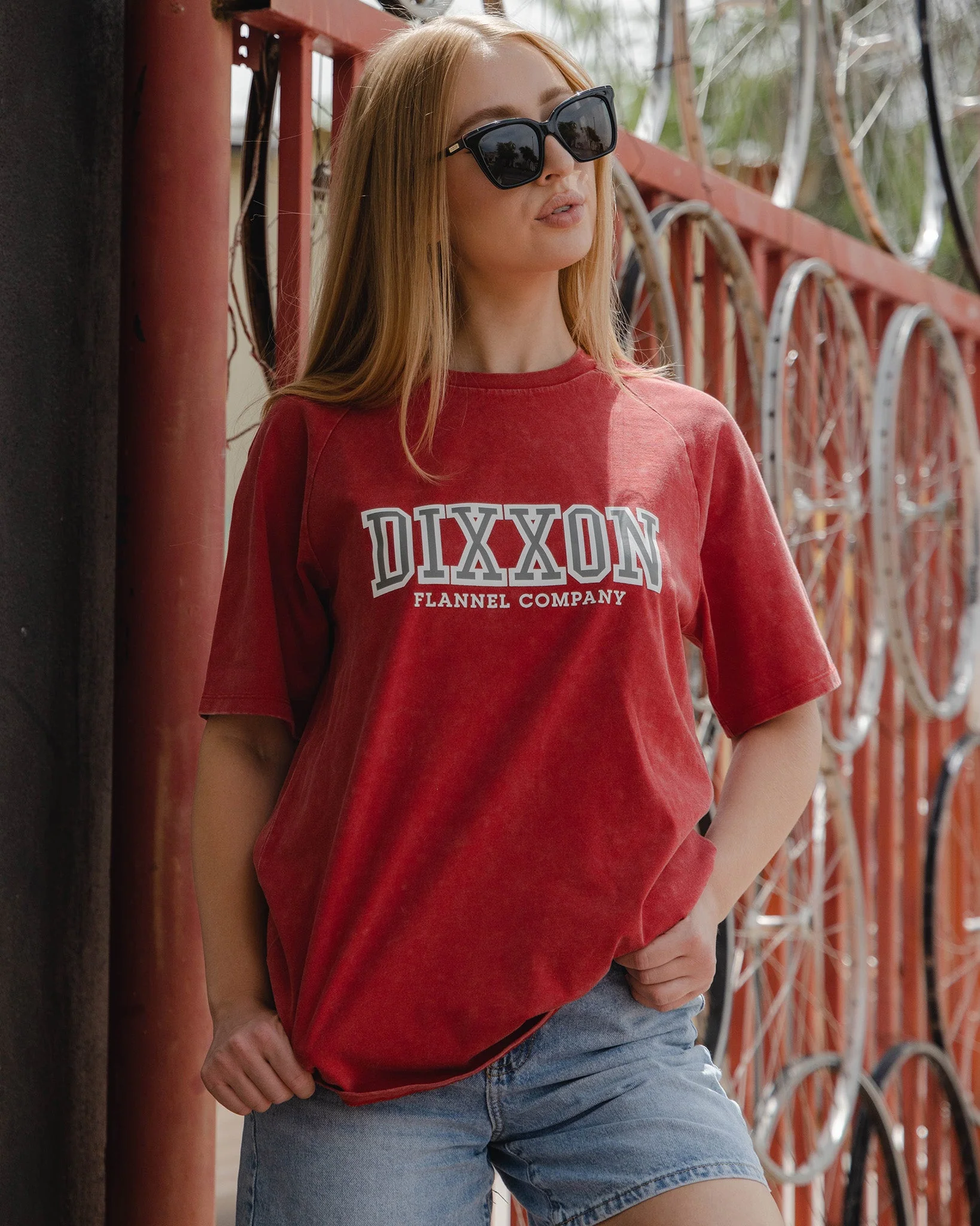 Women's DFCO Acid Wash T-Shirt - Red - Image 2
