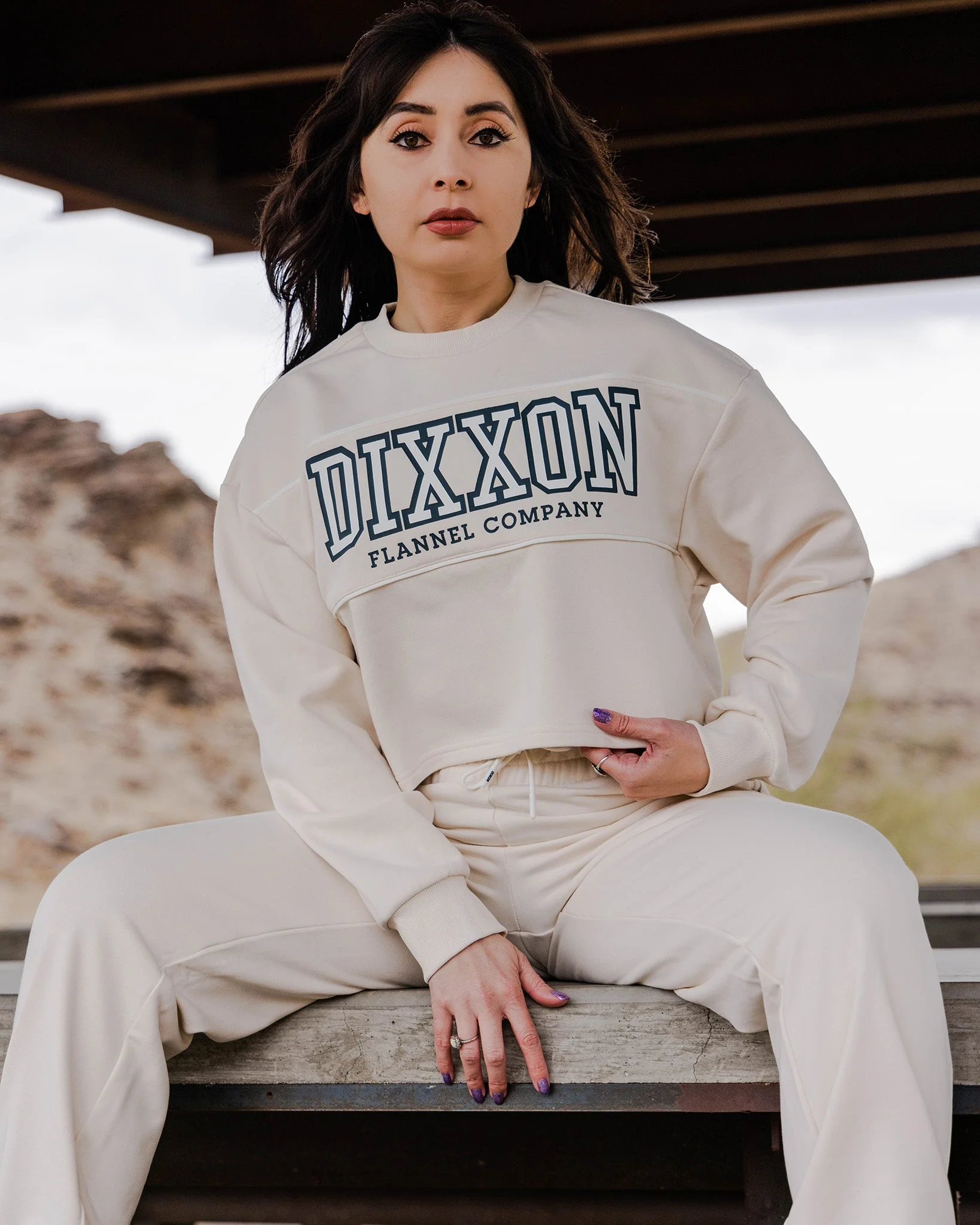 Women's DFCO Cropped Crewneck Sweatshirt - Bone - Image 2