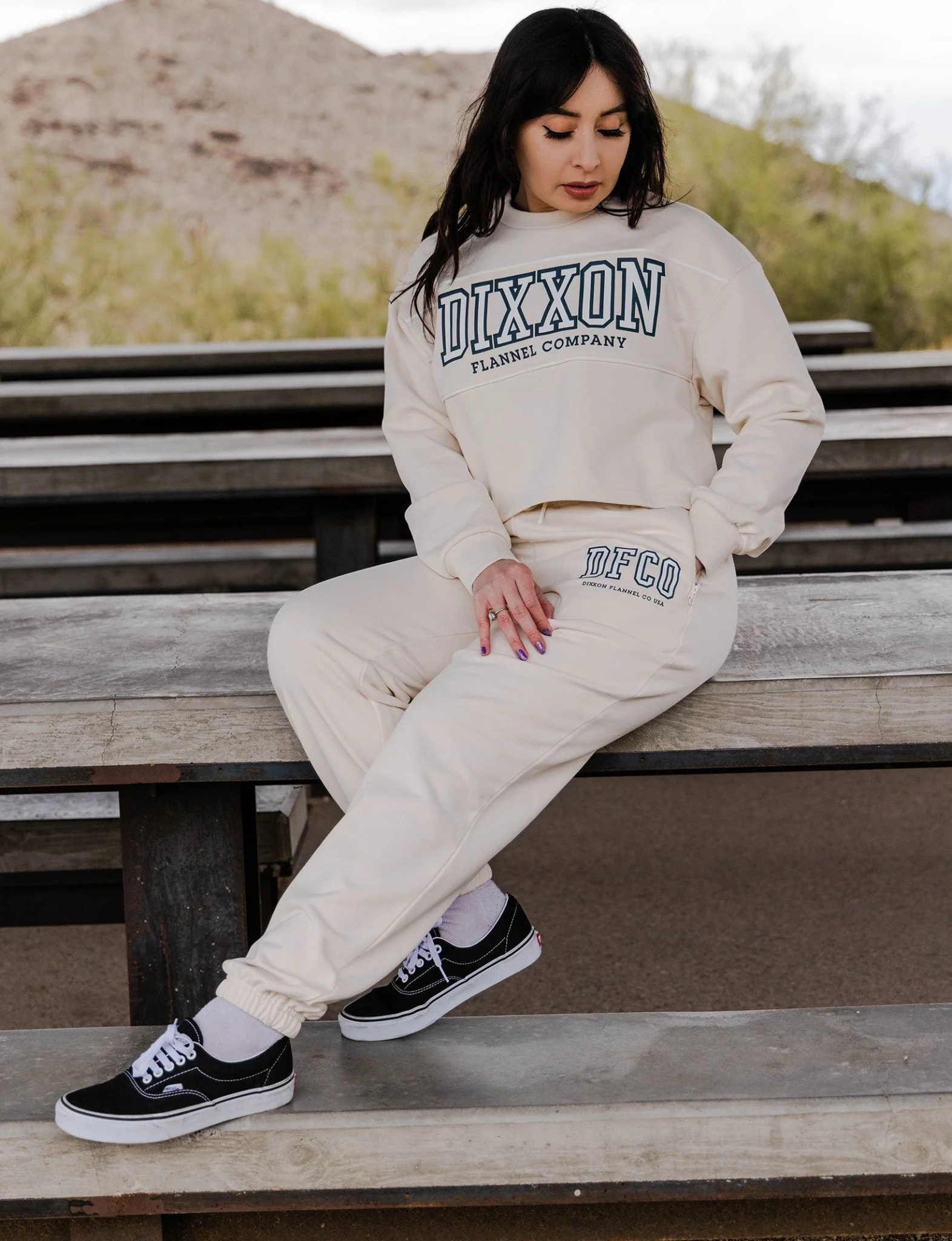 Women's DFCO Cropped Crewneck Sweatshirt - Bone - Image 3