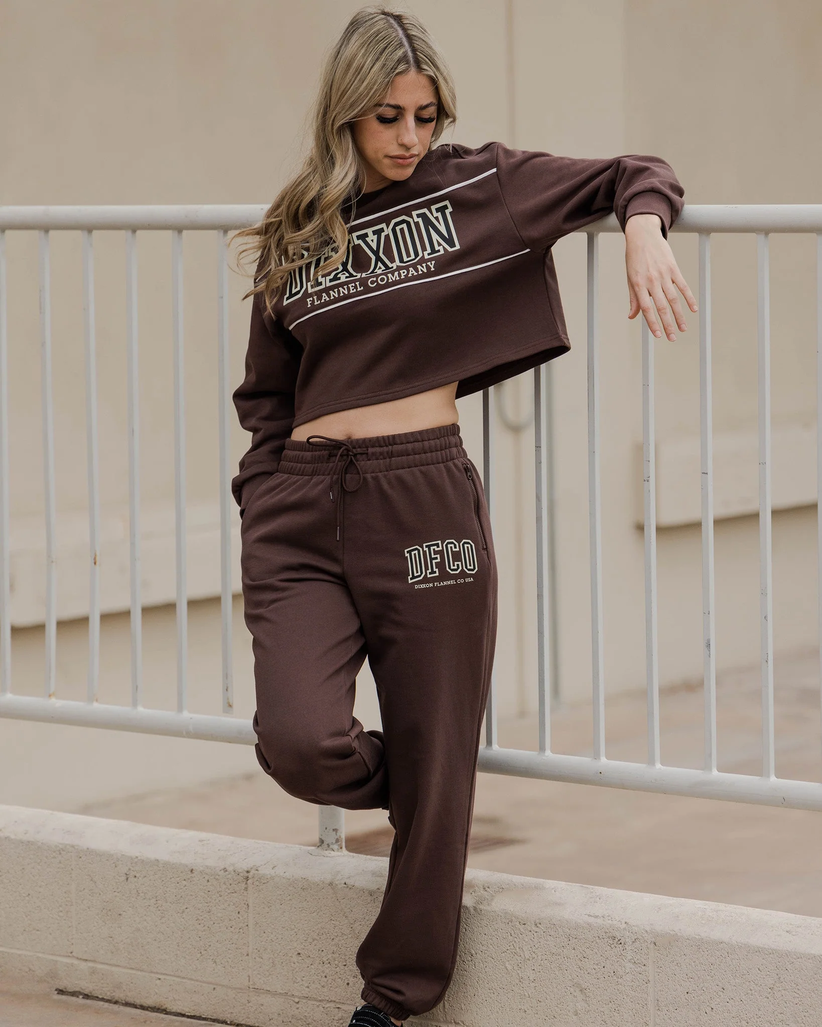 Women's DFCO Cropped Crewneck Sweatshirt - Brown - Image 2
