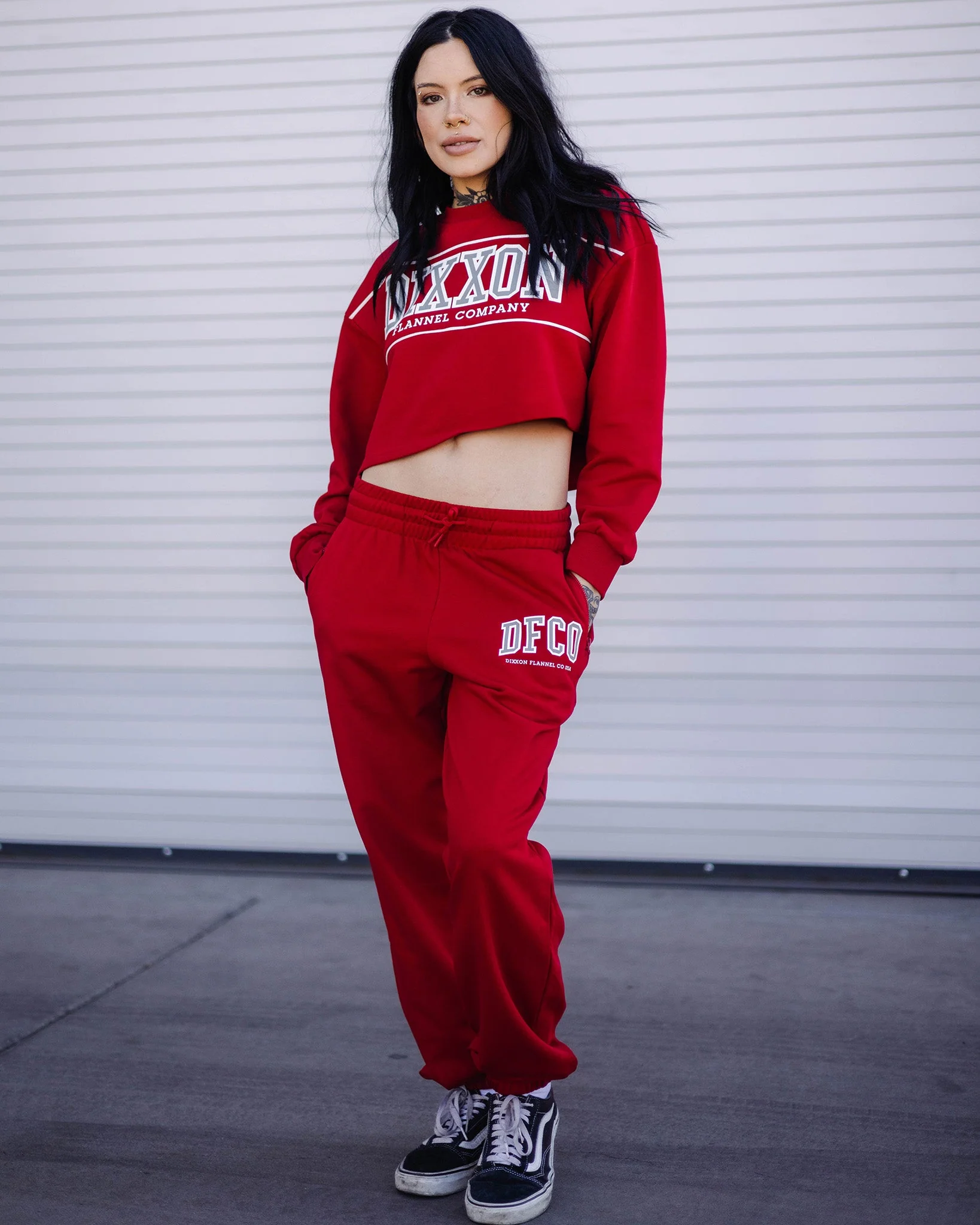 Women's DFCO Cropped Crewneck Sweatshirt - Red - Image 2
